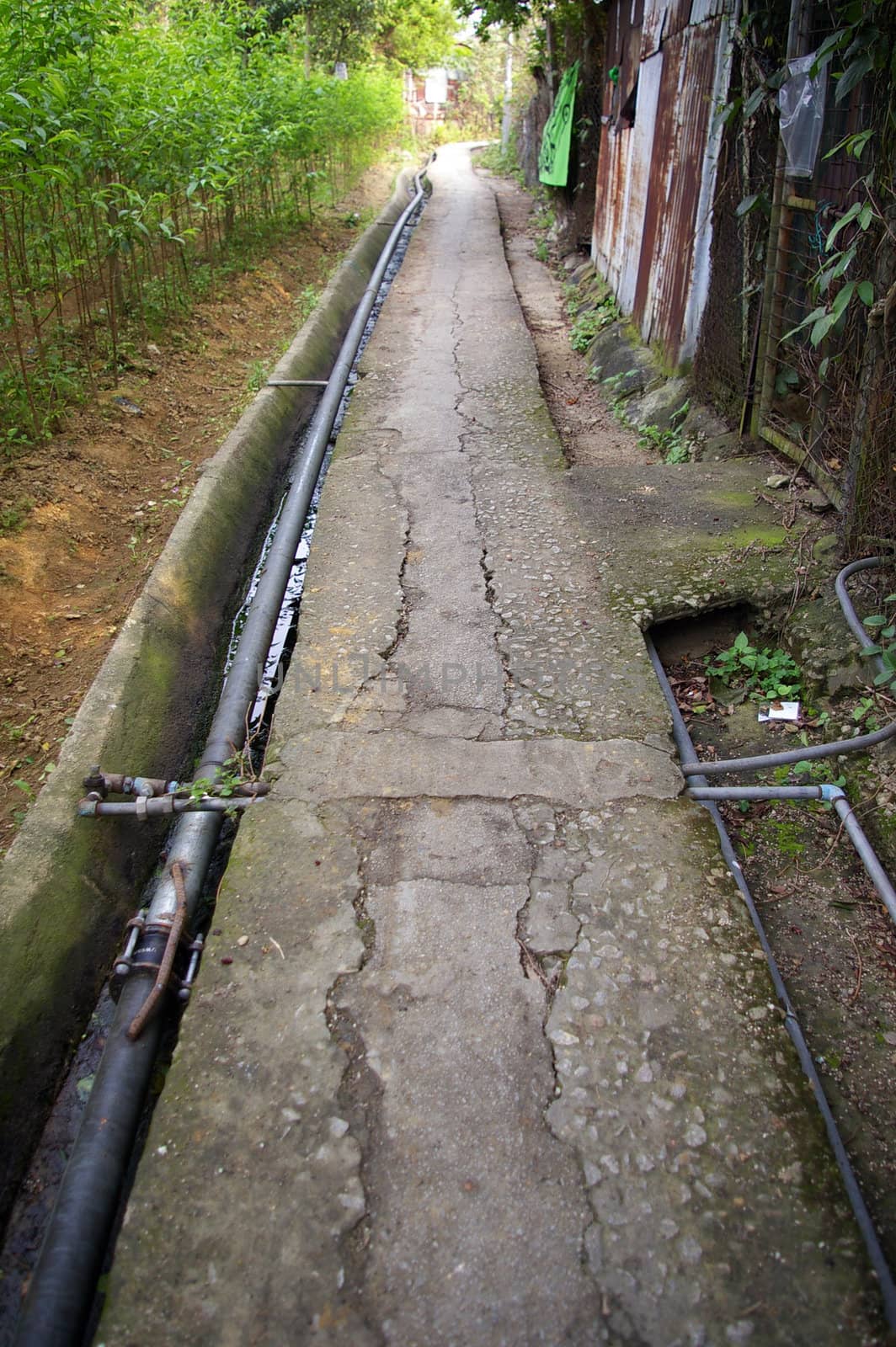 Path in village of Hong Kong by kawing921