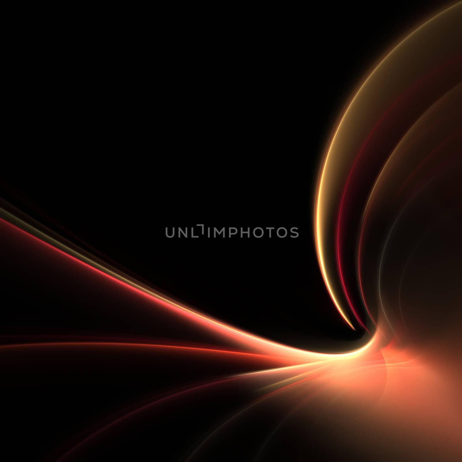 Fractal abstract design with glowing light streaks in warm tones.