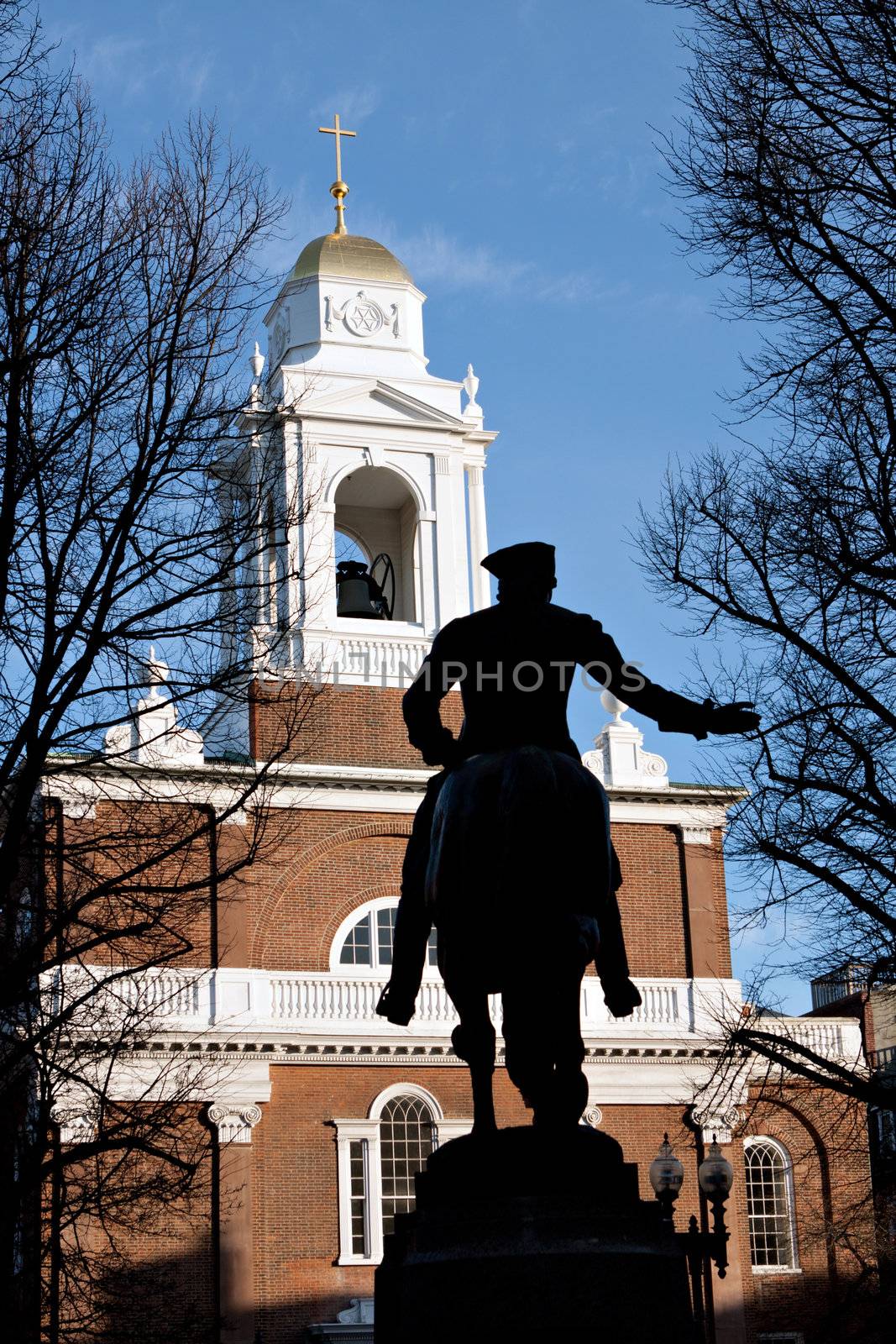 Paul Revere Monument found in Bostons North End on the freedom trail.  