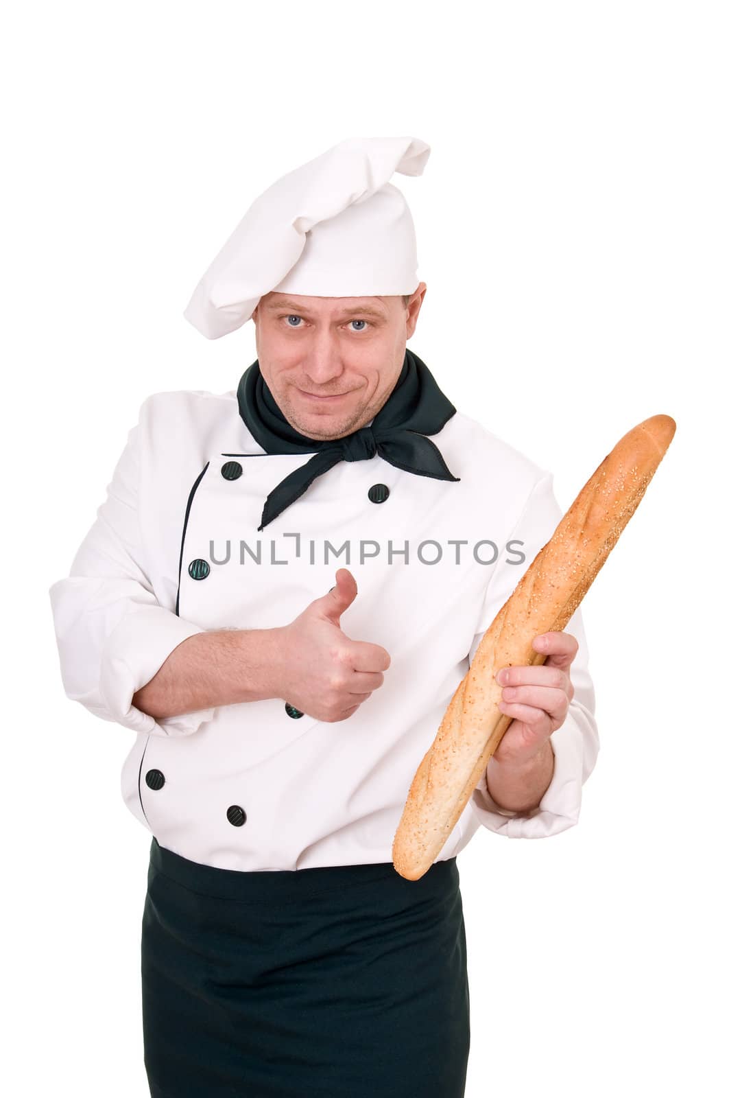 chef with baguette by uriy2007