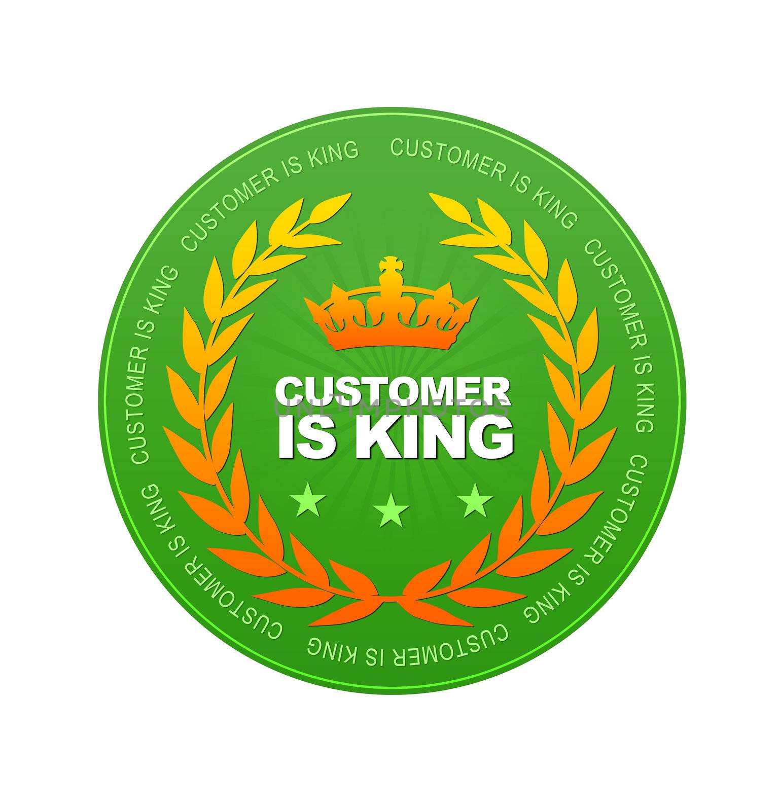 Green Customer is King Icon on white background.