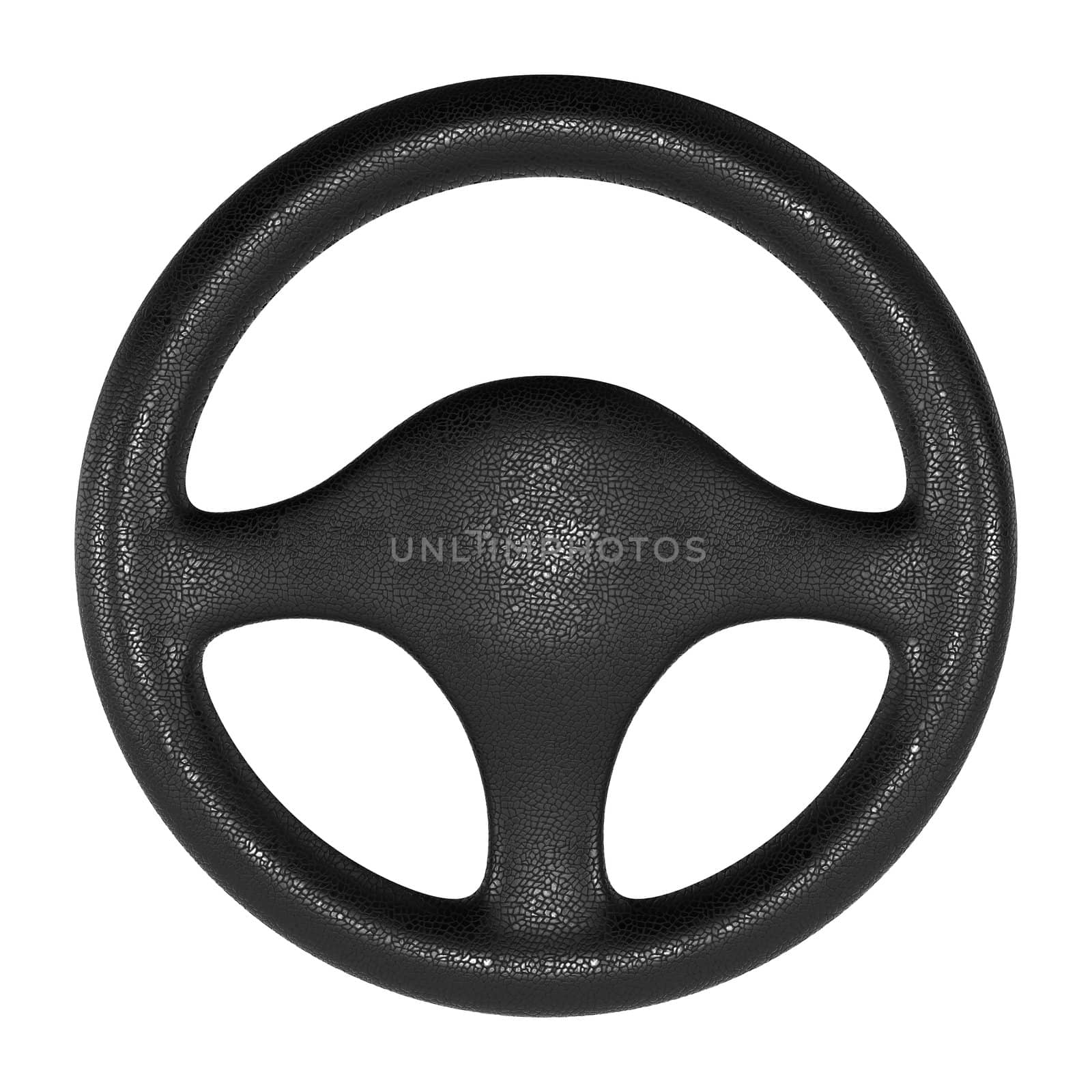 Steering wheel on white background. Isolated 3D image