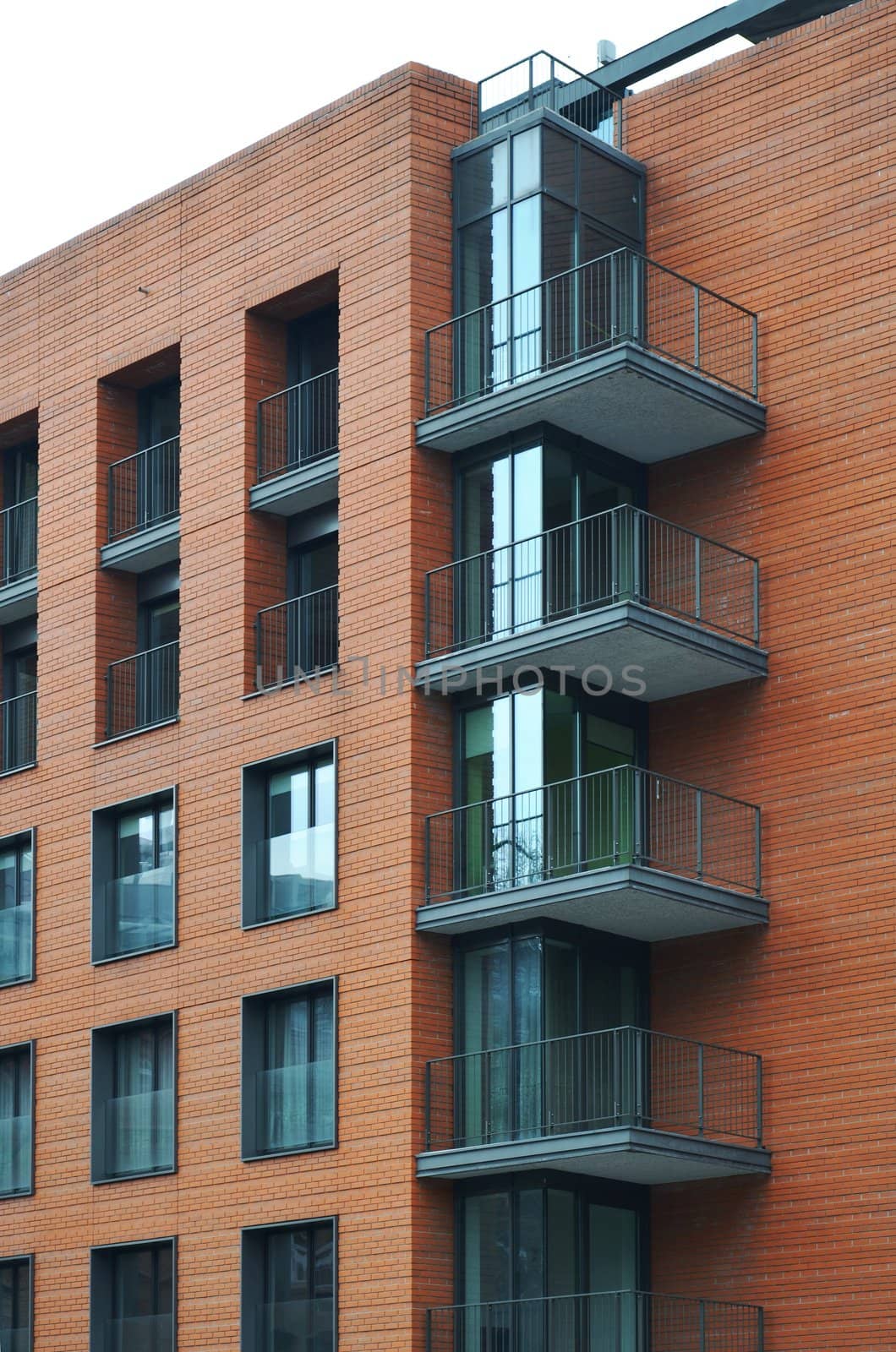 Brick building with balcony