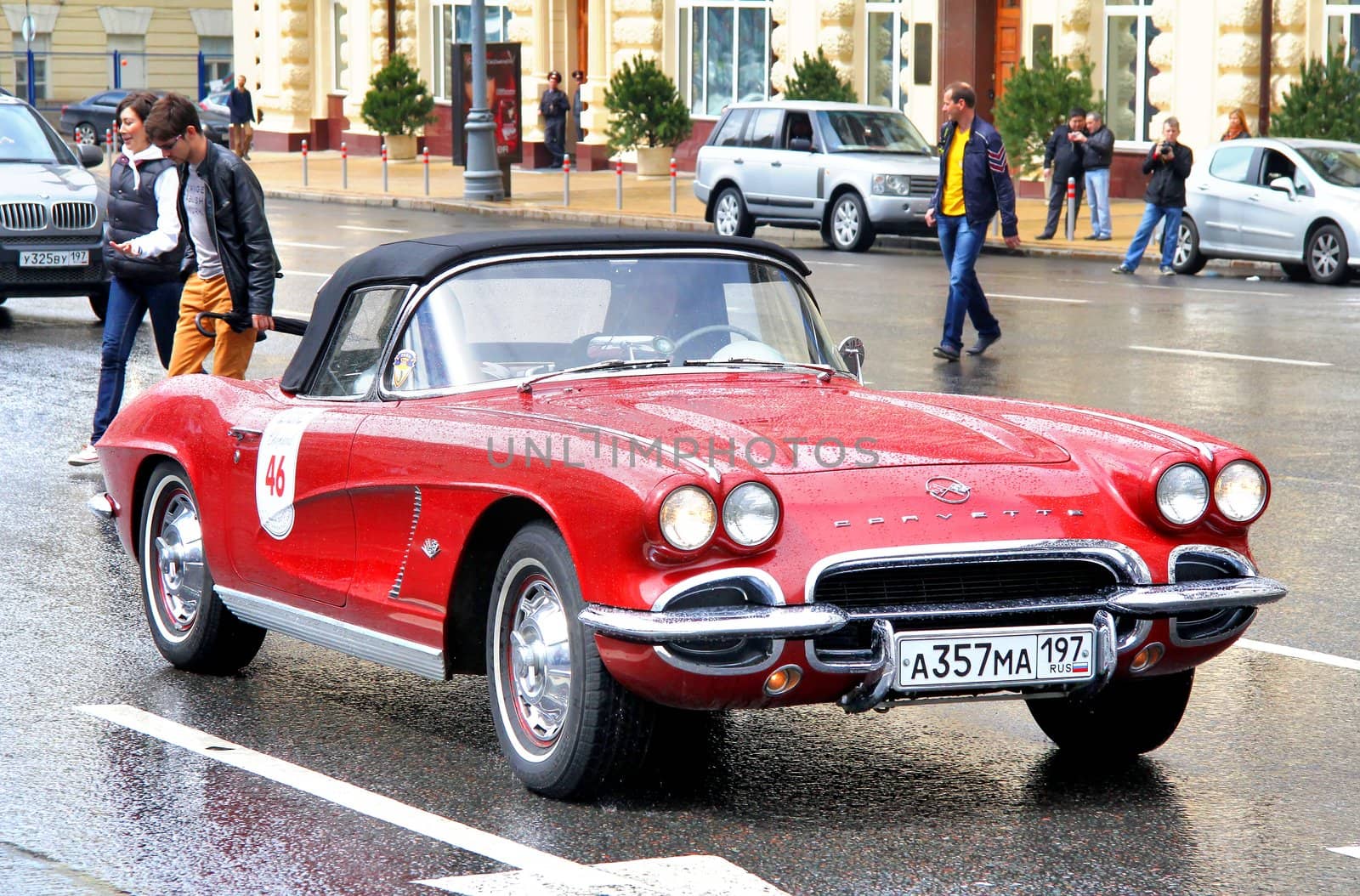 MOSCOW, RUSSIA - JUNE 3: American motor car Chevrolet Corvette competes at the annual L.U.C. Chopard Classic Weekend Rally on June 3, 2012 in Moscow, Russia.