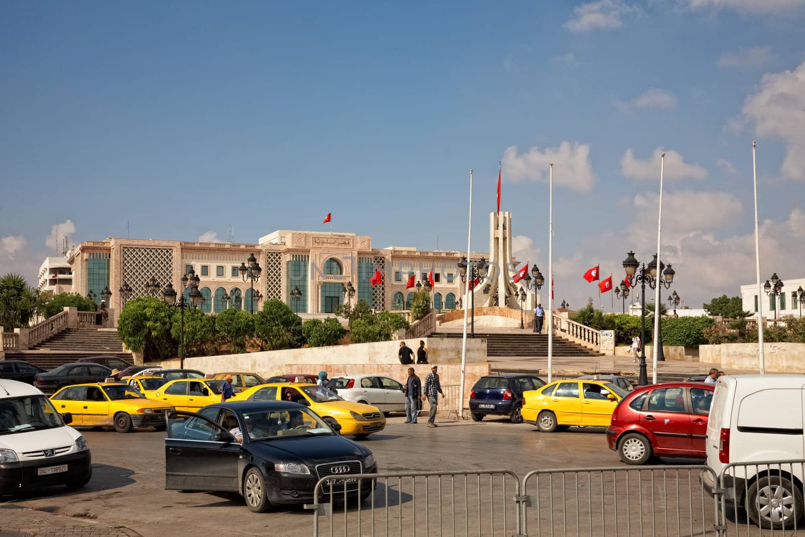 TUNIS, TUNISIA - OCTOBER 5: Heavy traffic close to city hall of Tunis due to higher security measures before elections on October 5, 2011 in Tunis. On October 23 Tunisians are set to vote for a constitutional assembly.
