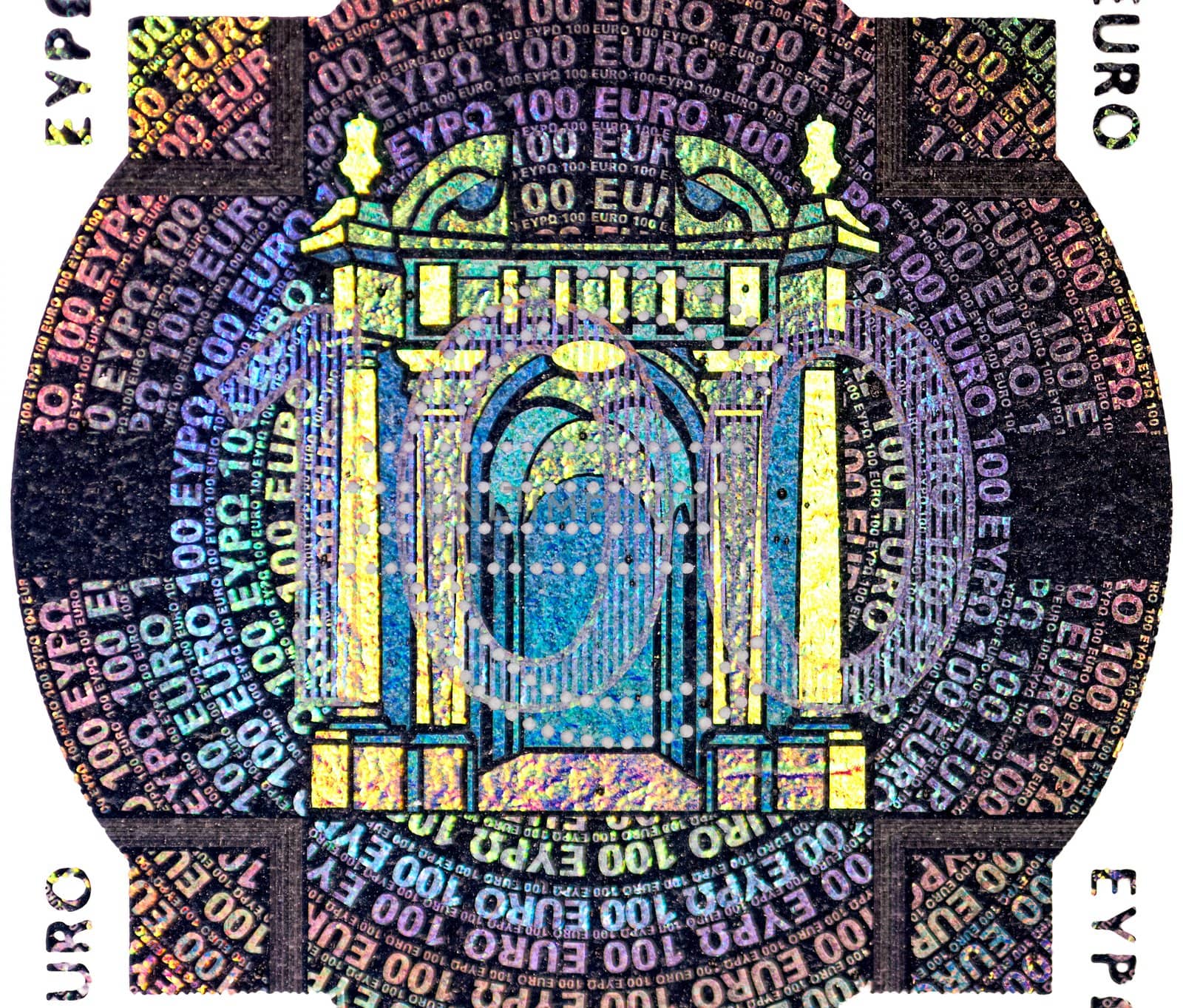 hologram on the one hundred Euro banknote