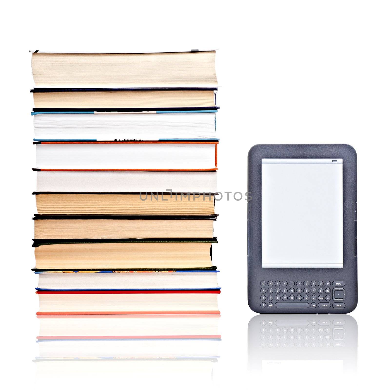 electronic reader of books with reflection