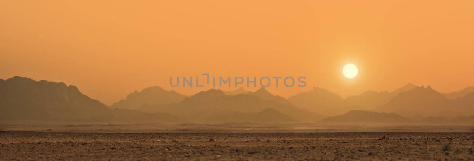 sunset in Sahara desert