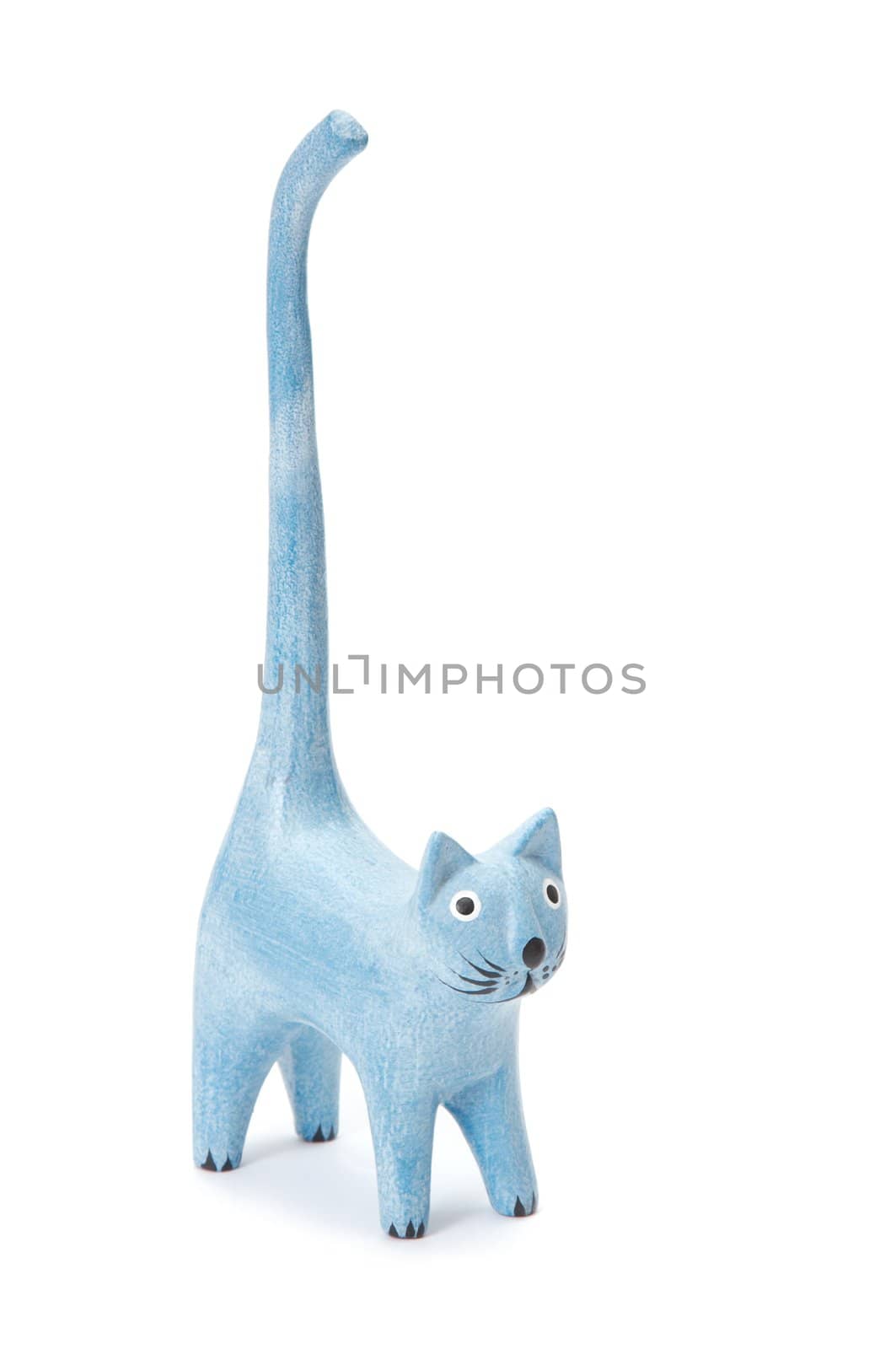 statuette of cat with raised tail