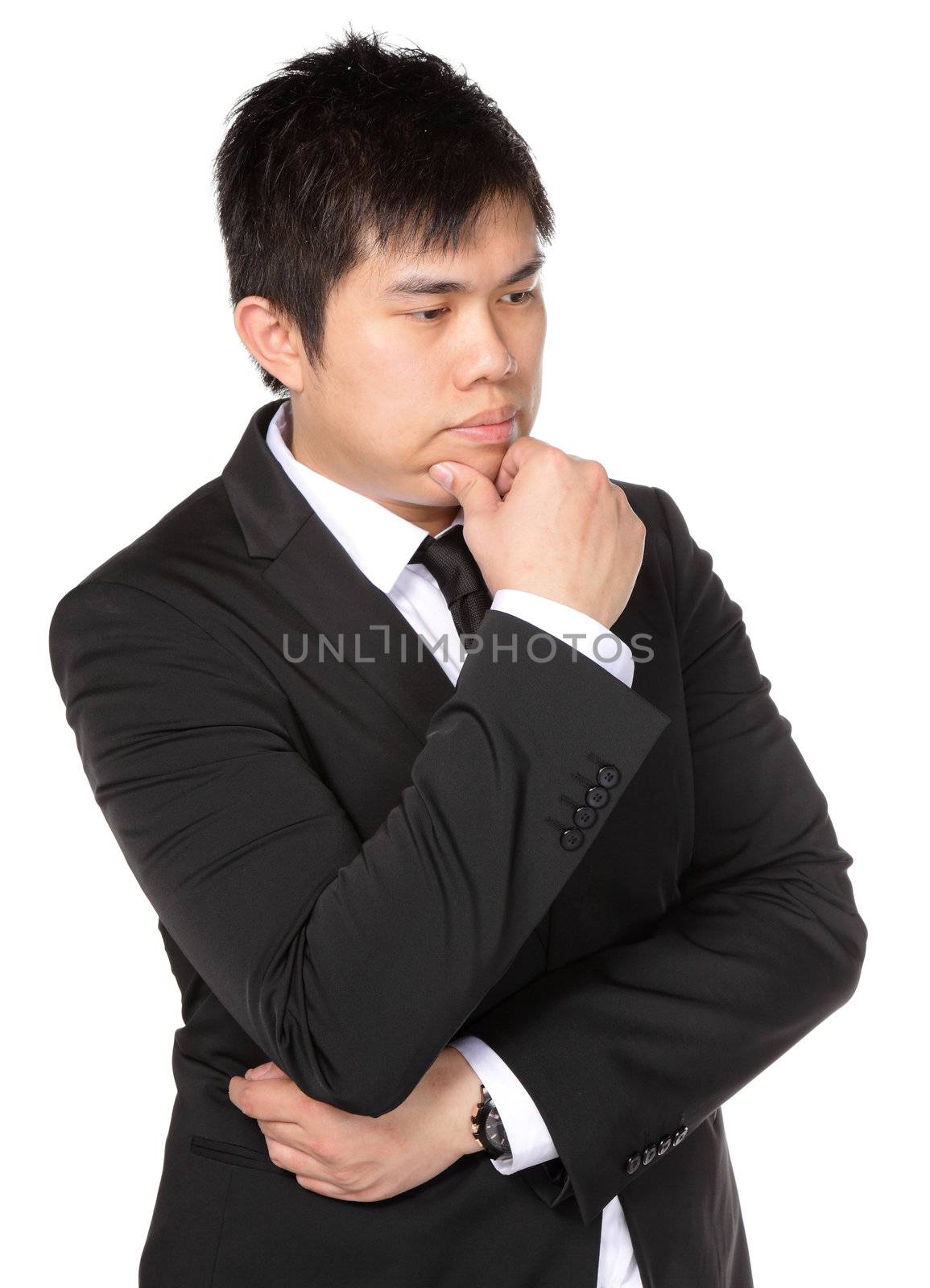 young asian business man thinking