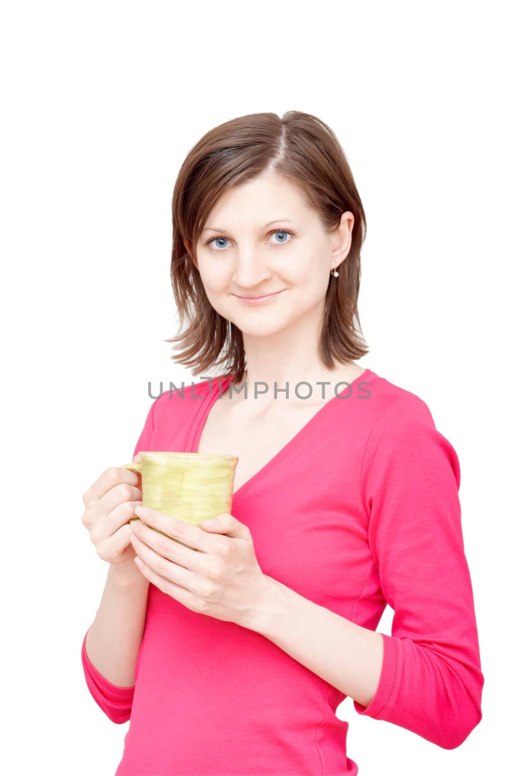 smiling woman with cup