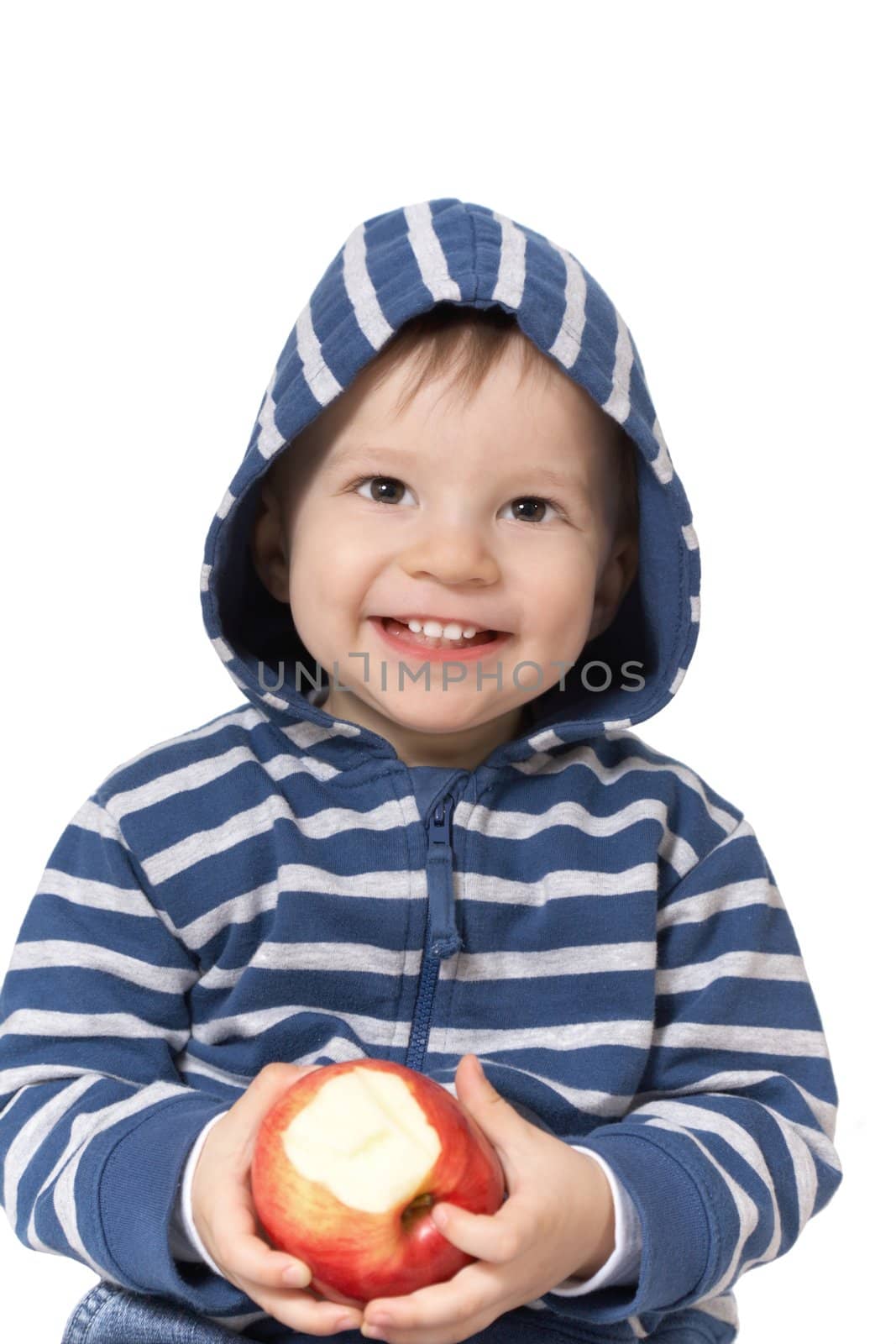 baby with red apple