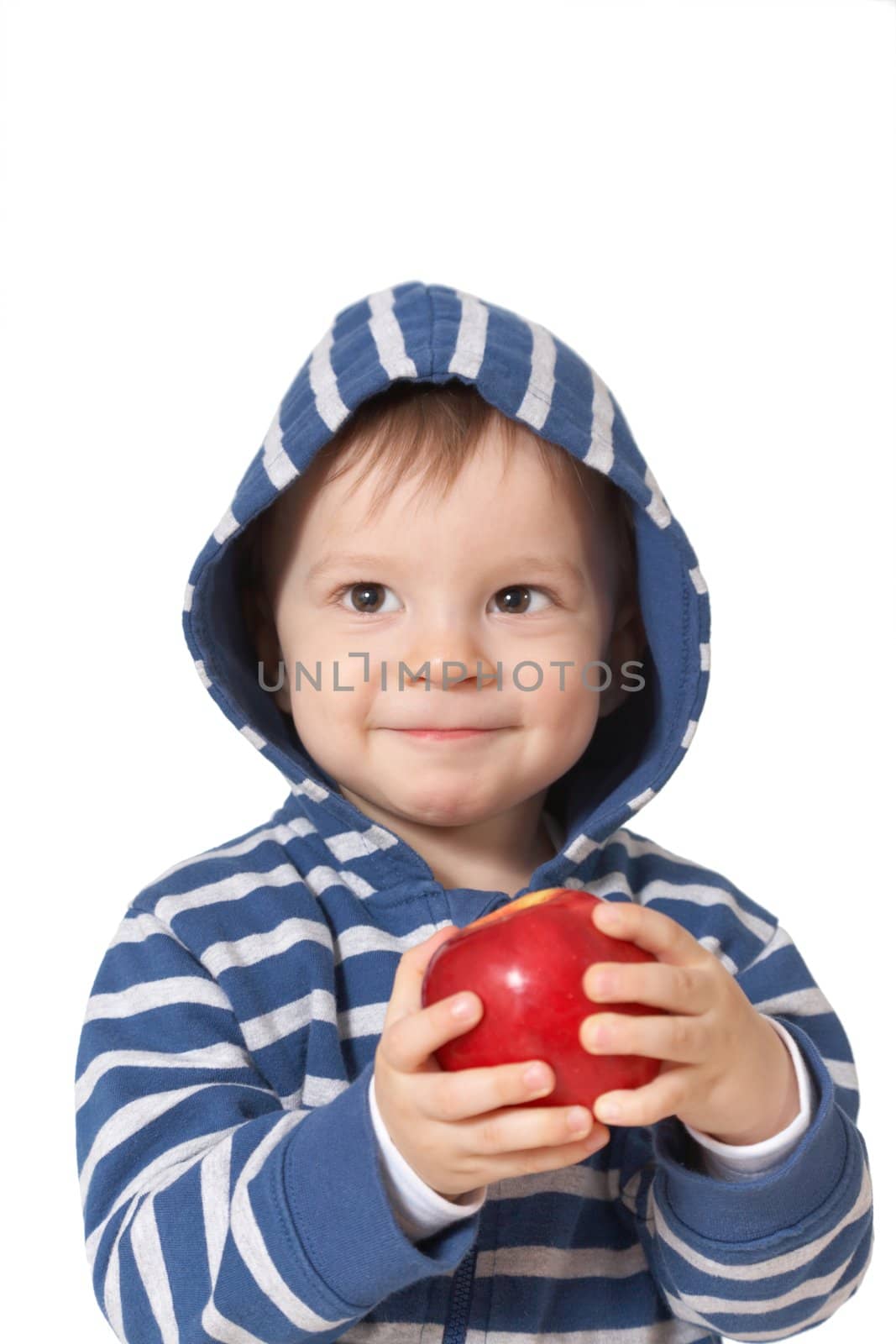 baby with red apple