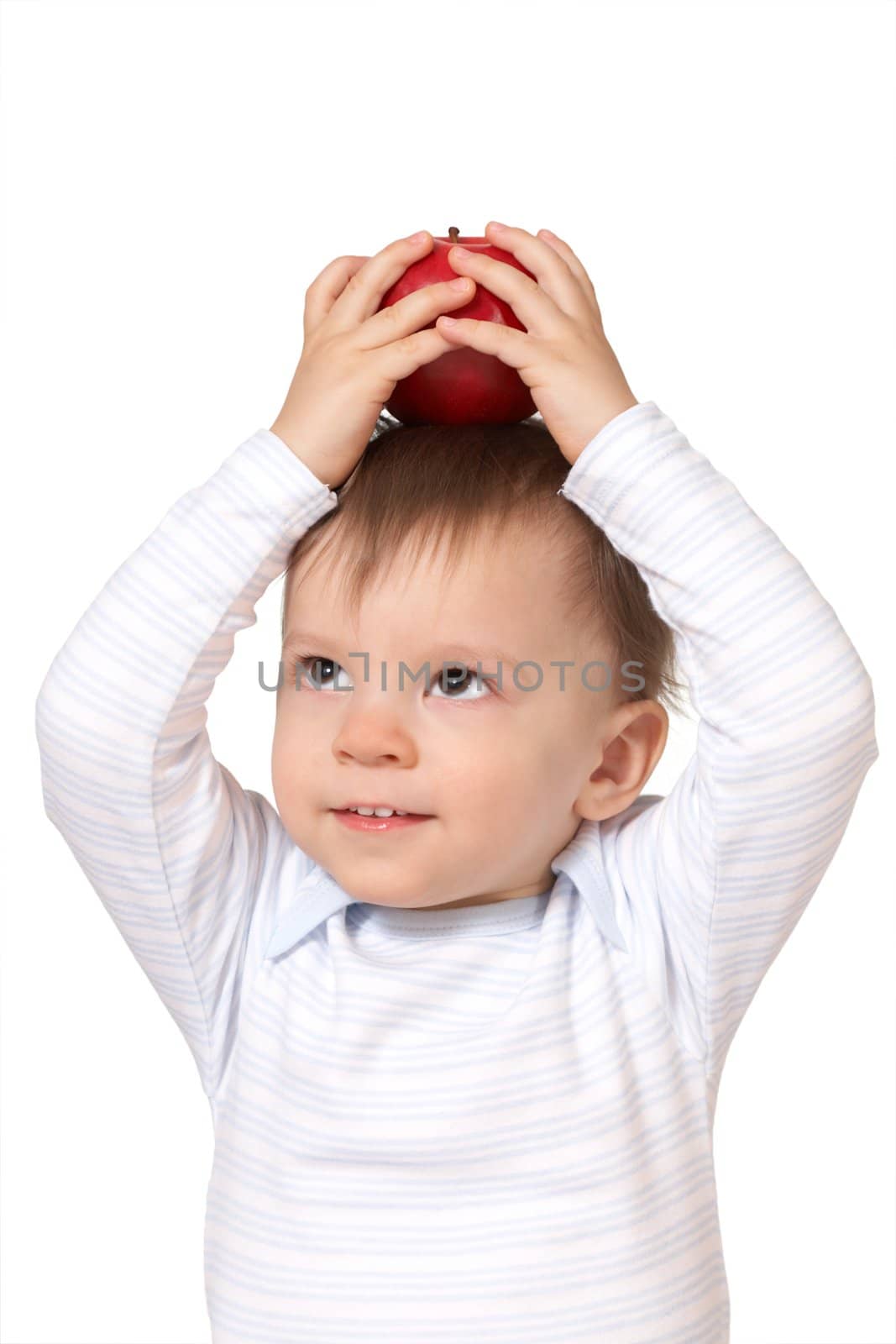 baby with red apple