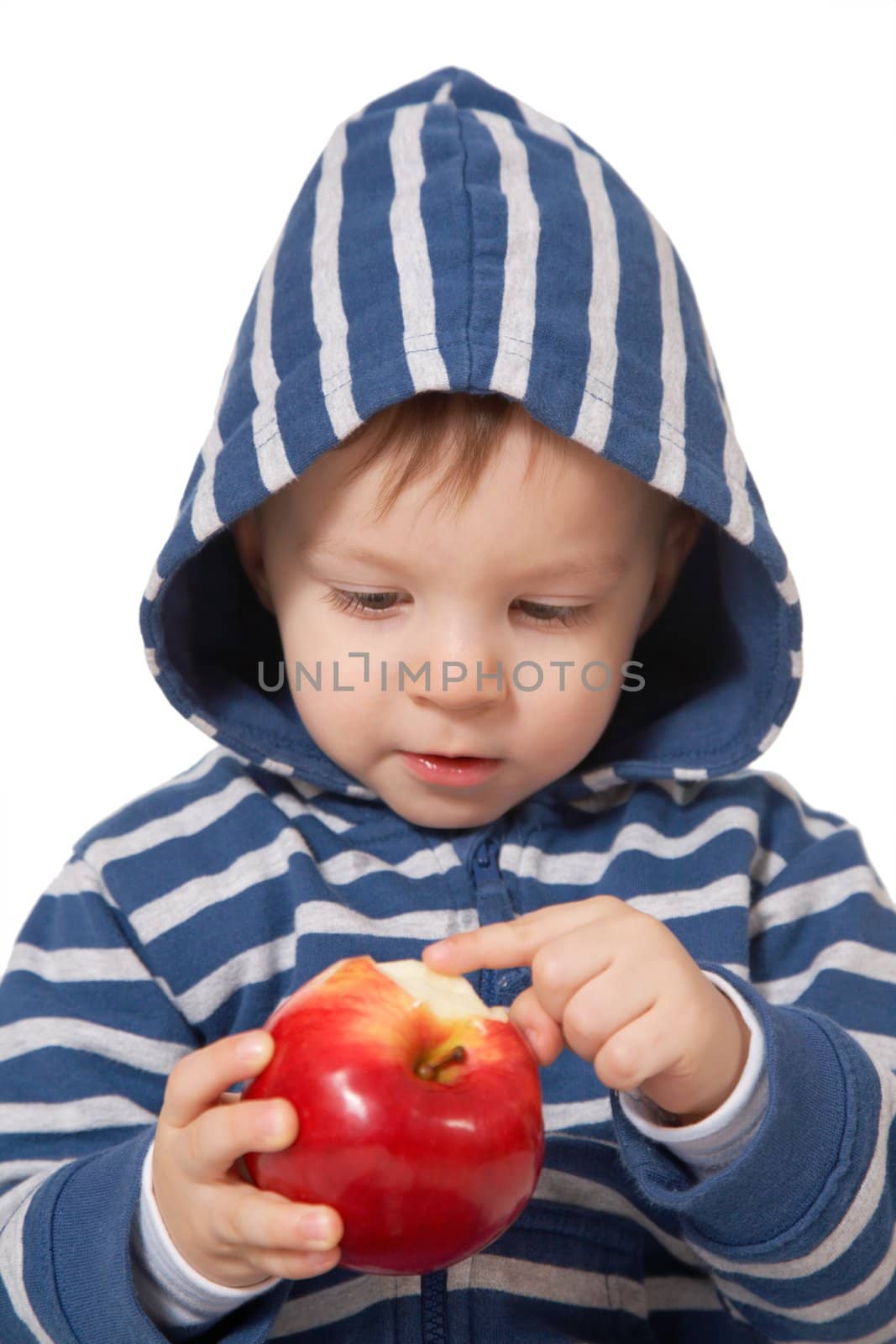 baby with red apple