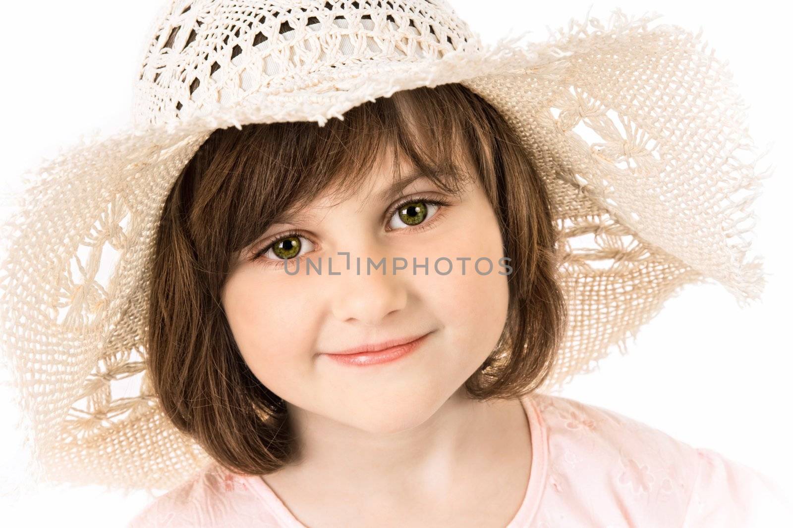 smiling girl in a hat by zhu_zhu