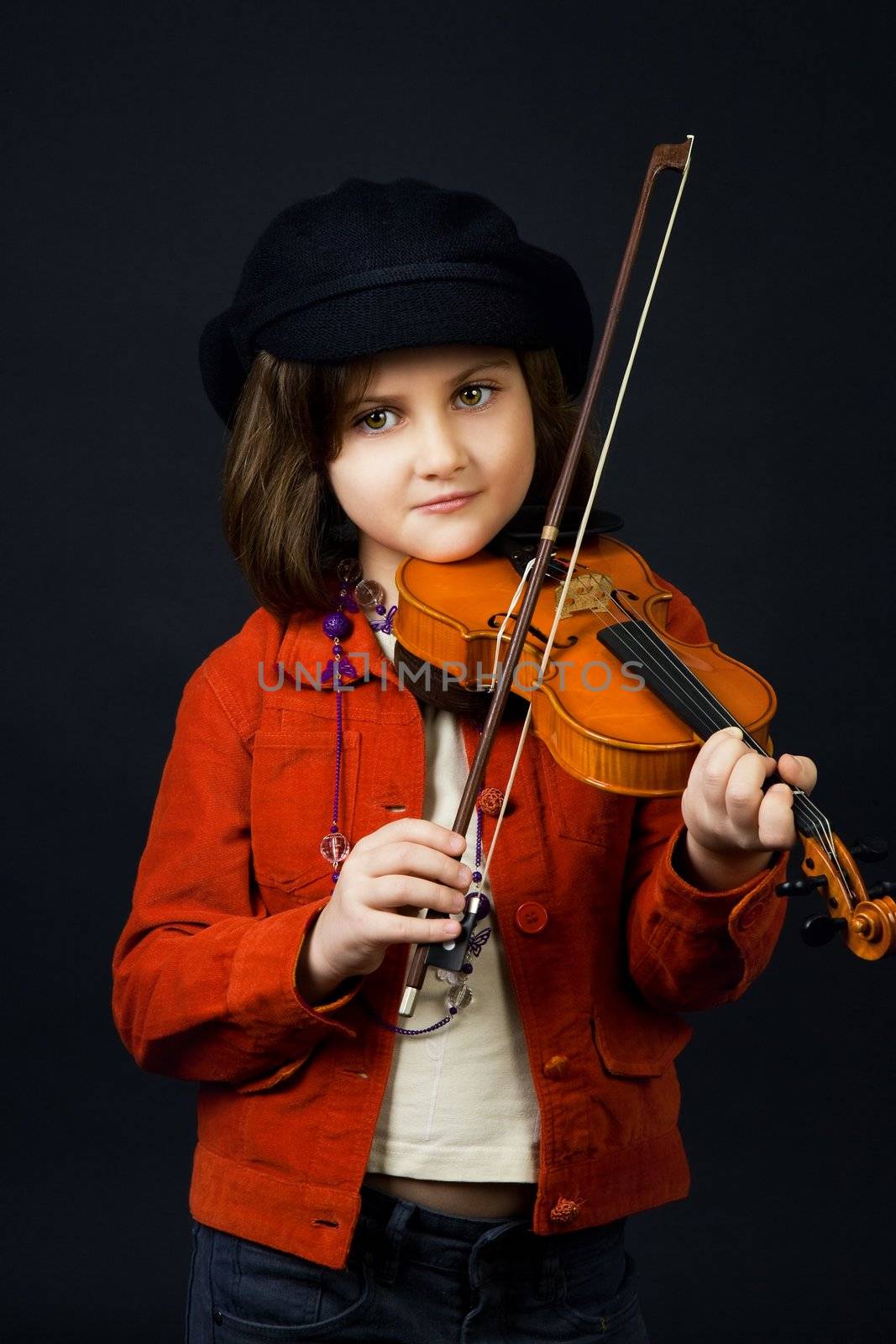 Girl practicing the violin