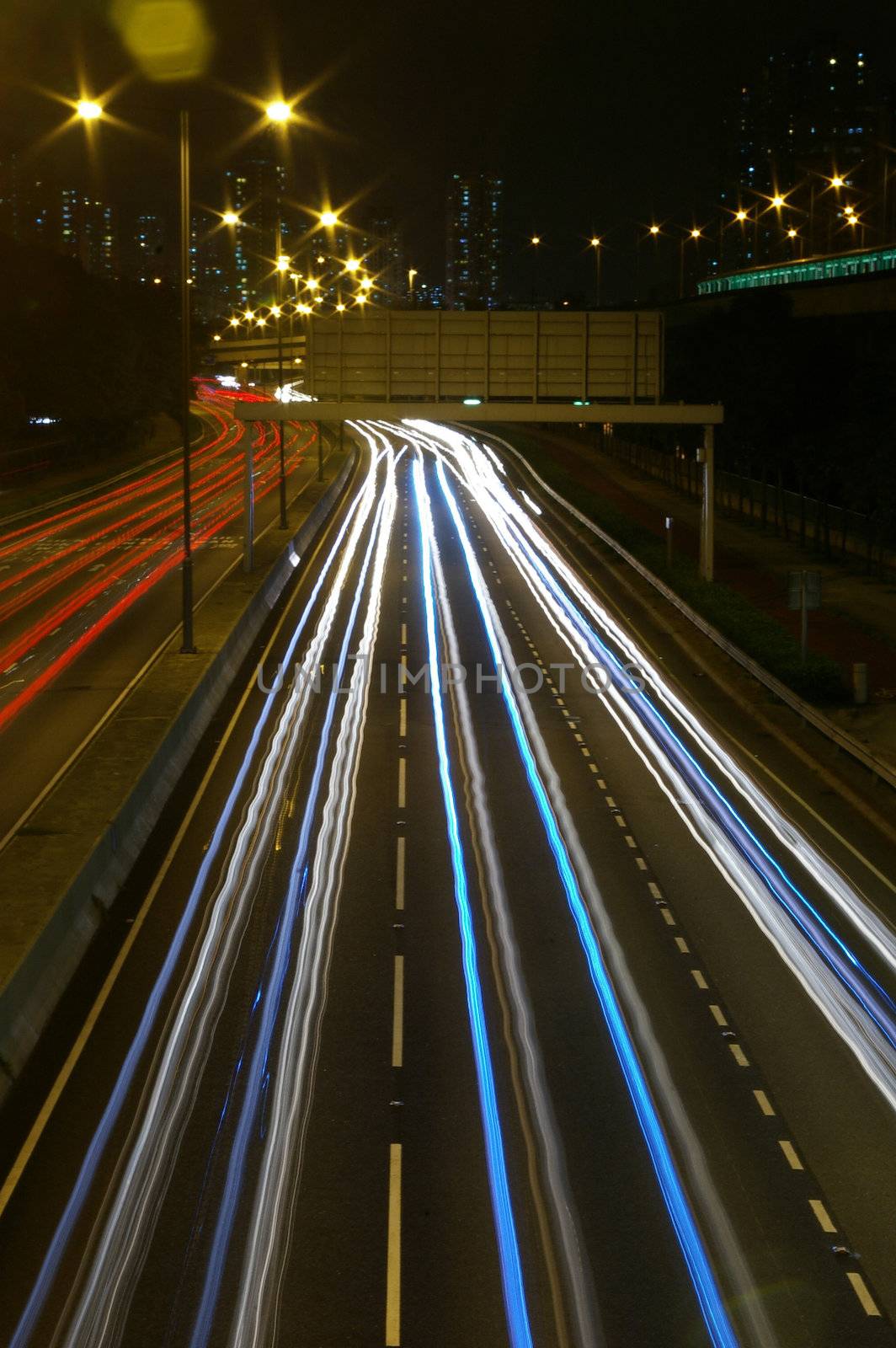 Traffic in Hong Kong at night