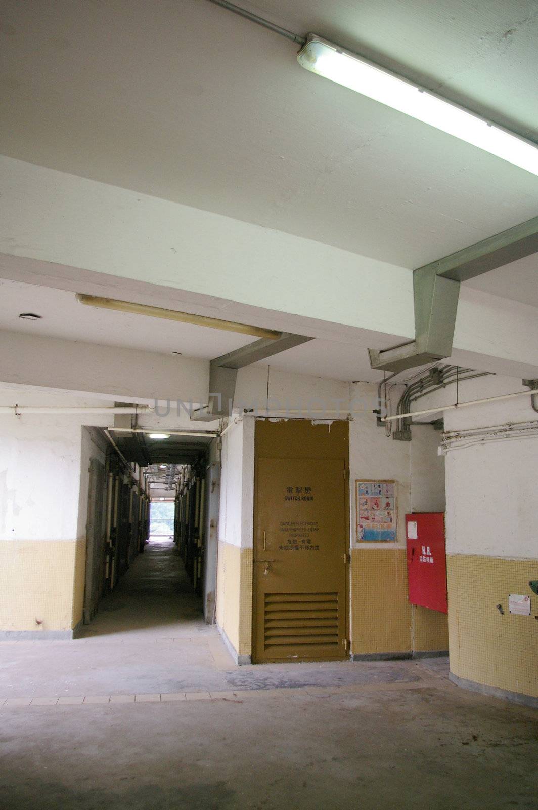 Interior of a public housing estate in Hong Kong by kawing921