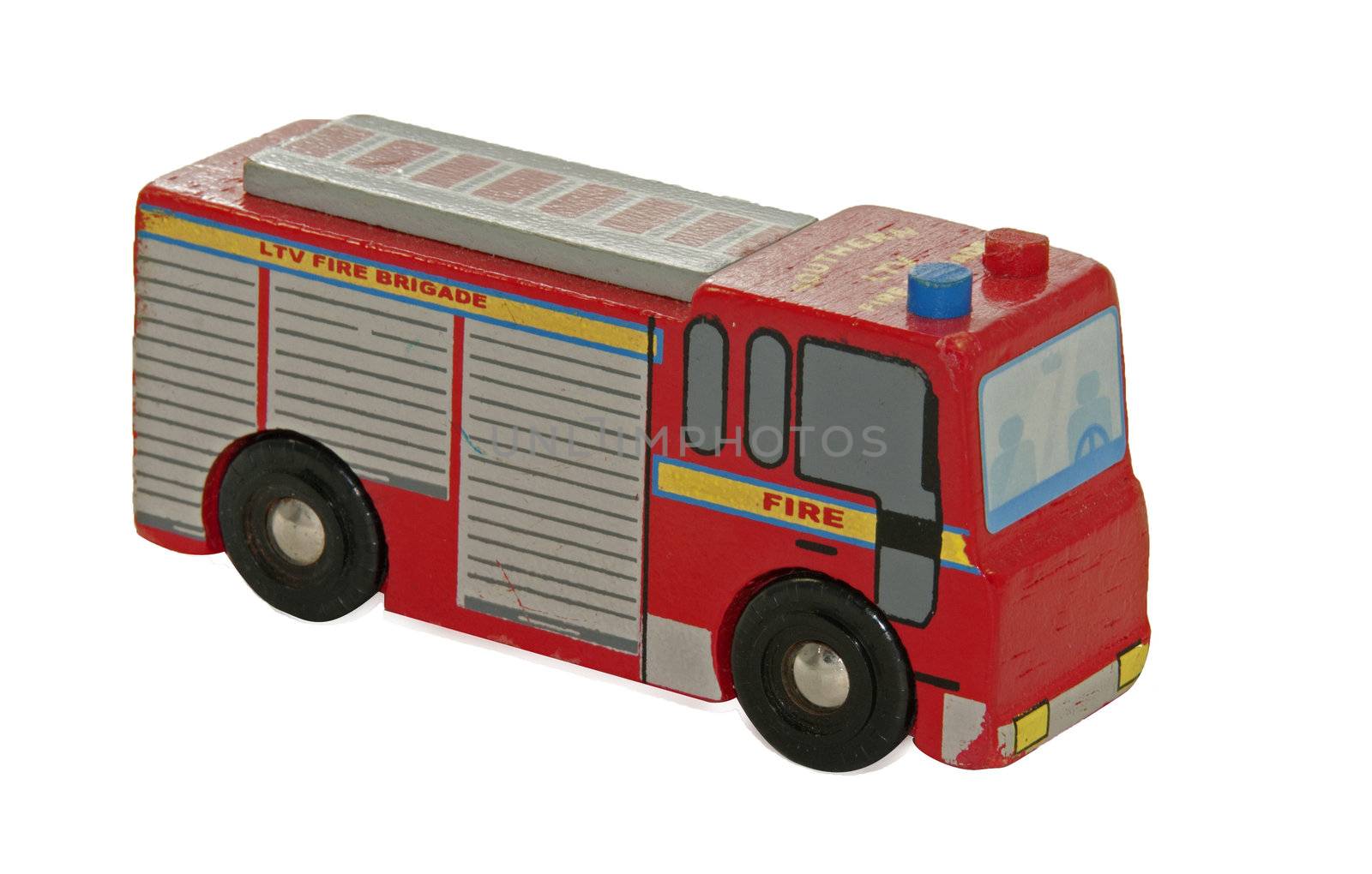 wooden fire car in red as a toy