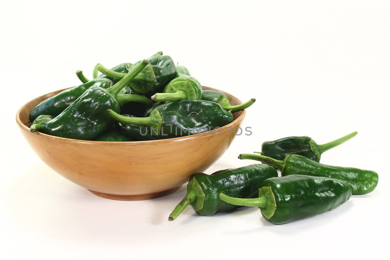 pimientos fresh green on a white background