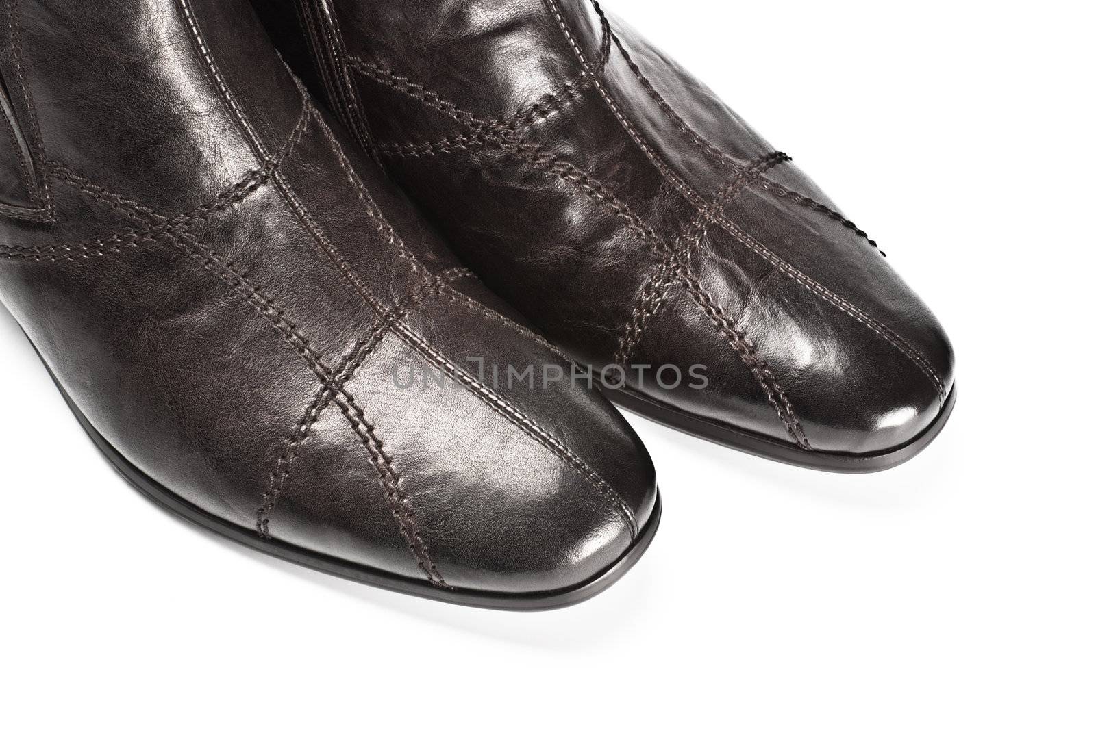 male shoes closeup isolated on white