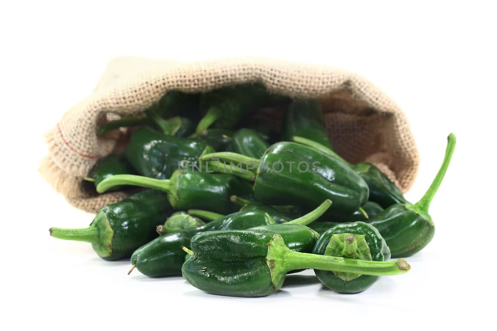 pimientos fresh green on a white background