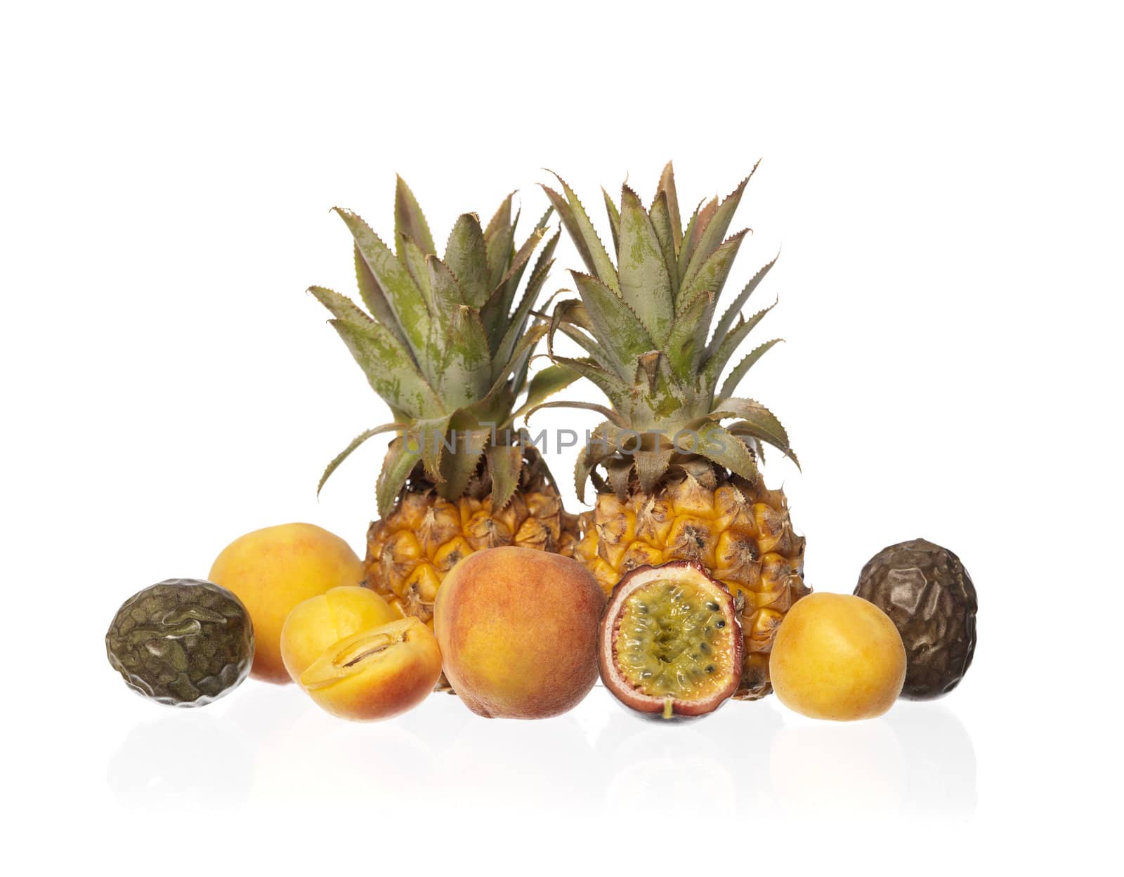 Group of Exotic Fruits isolated on white background