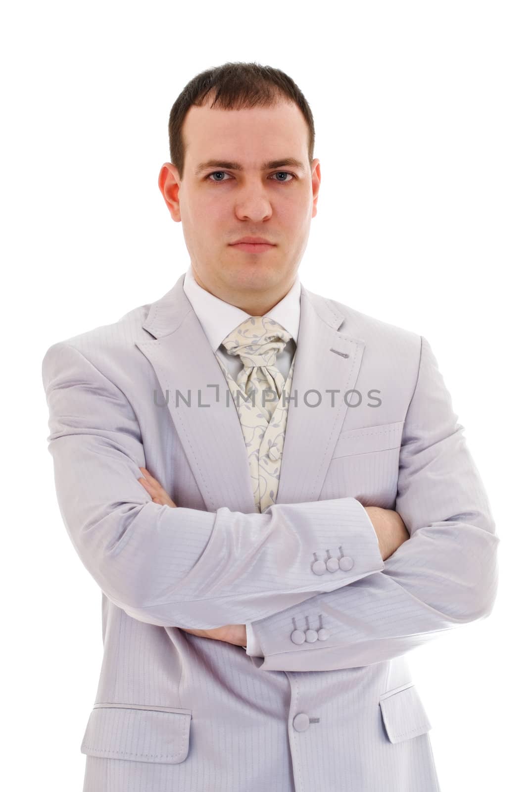 attractive young man in wedding suit by petr_malyshev