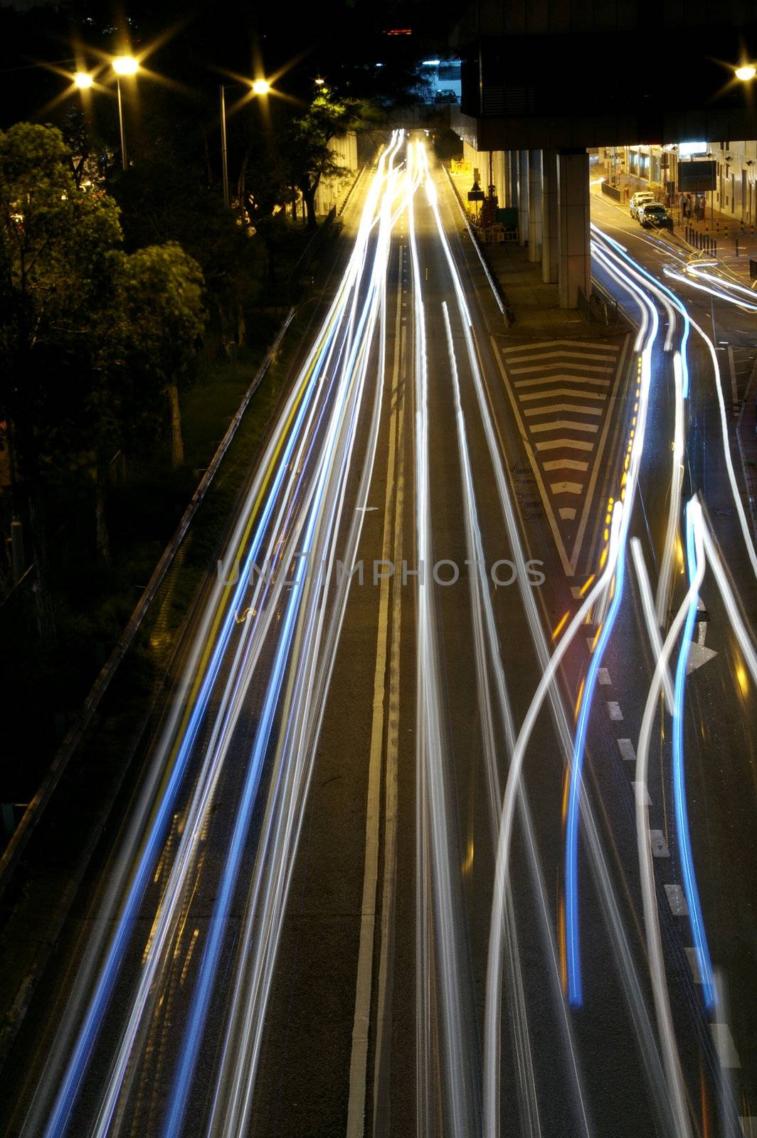 Traffic in Hong Kong at night