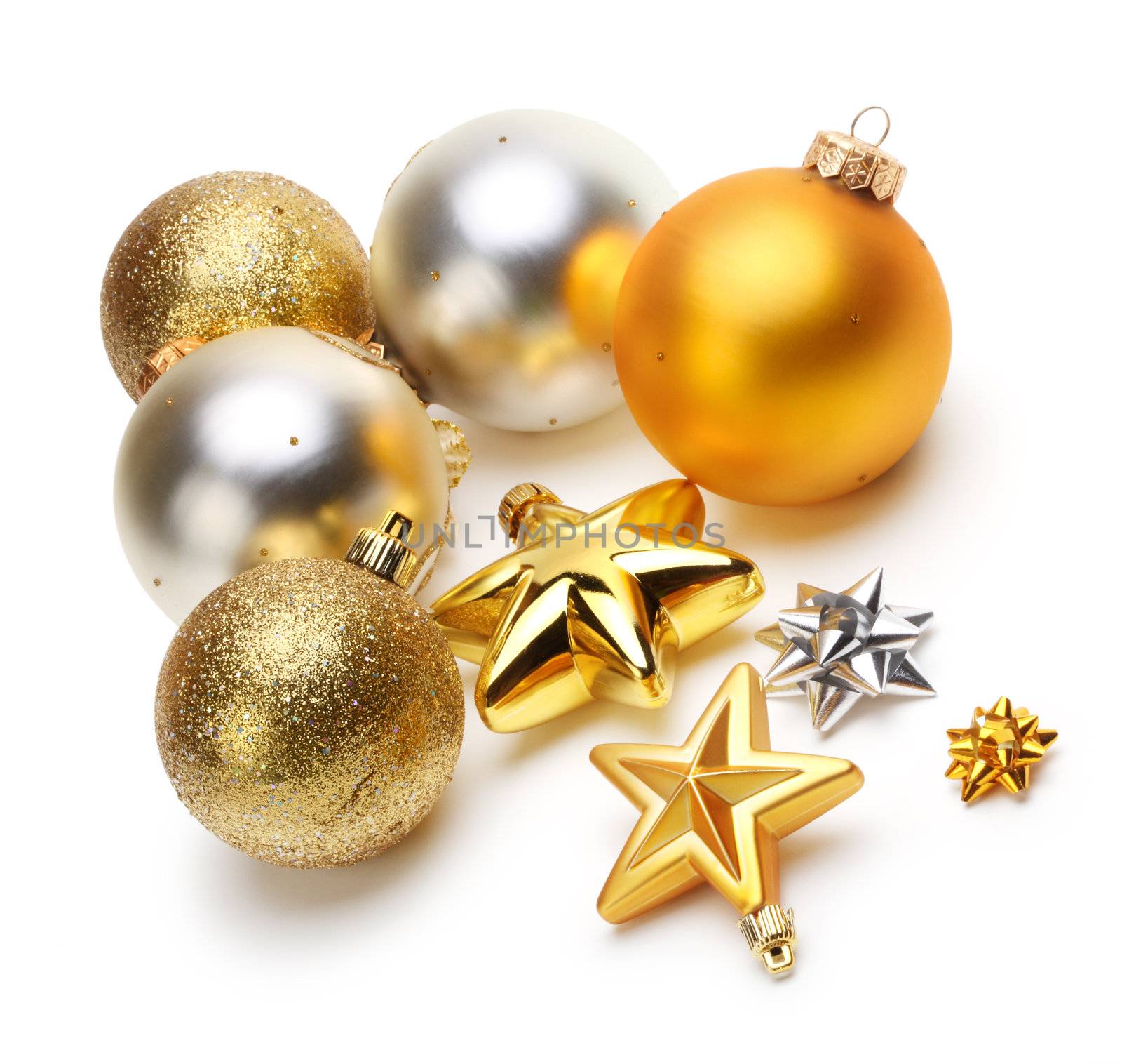 gold and silver Christmas balls