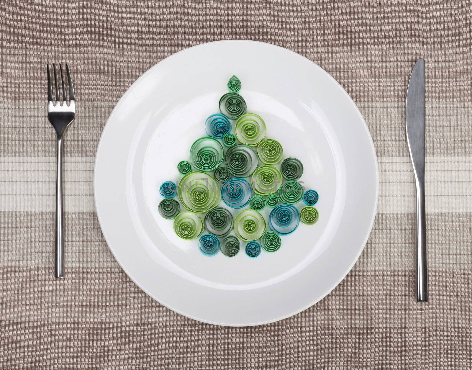 White plate with christmas tree by rudchenko