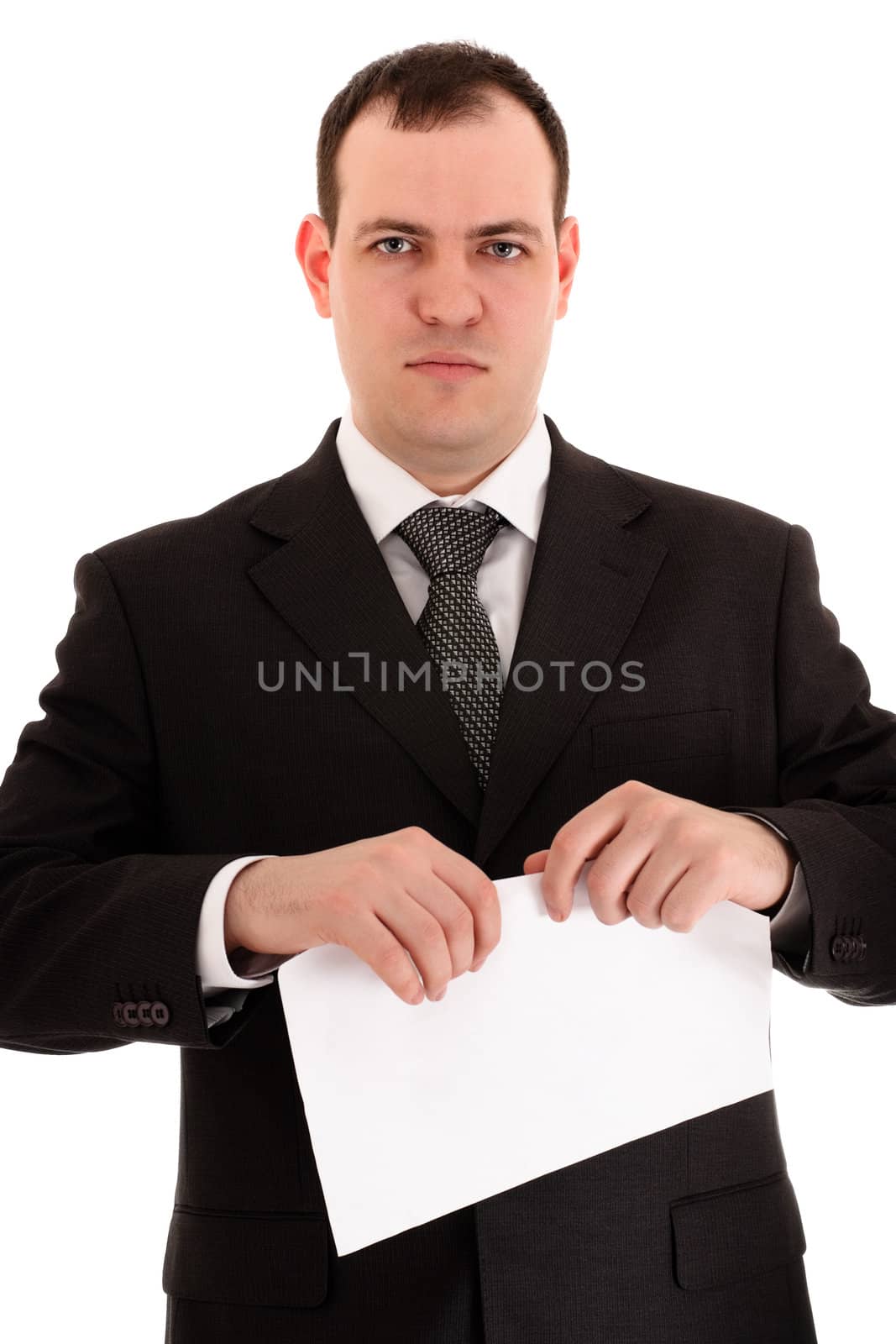 businessman ready tear paper by petr_malyshev