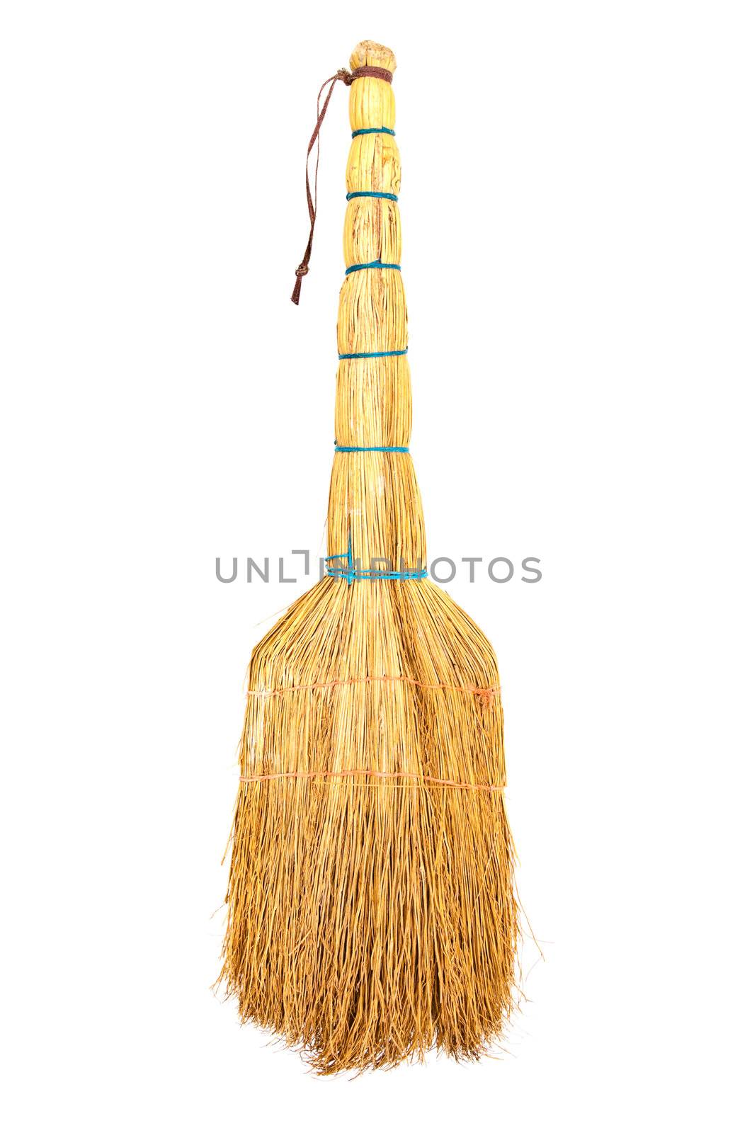 yellow broom isolated on white