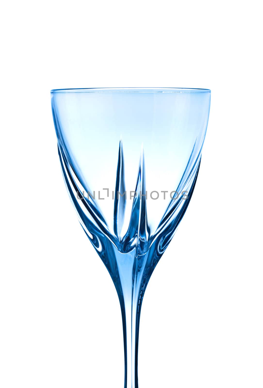 top of crystal glass isolated on white background