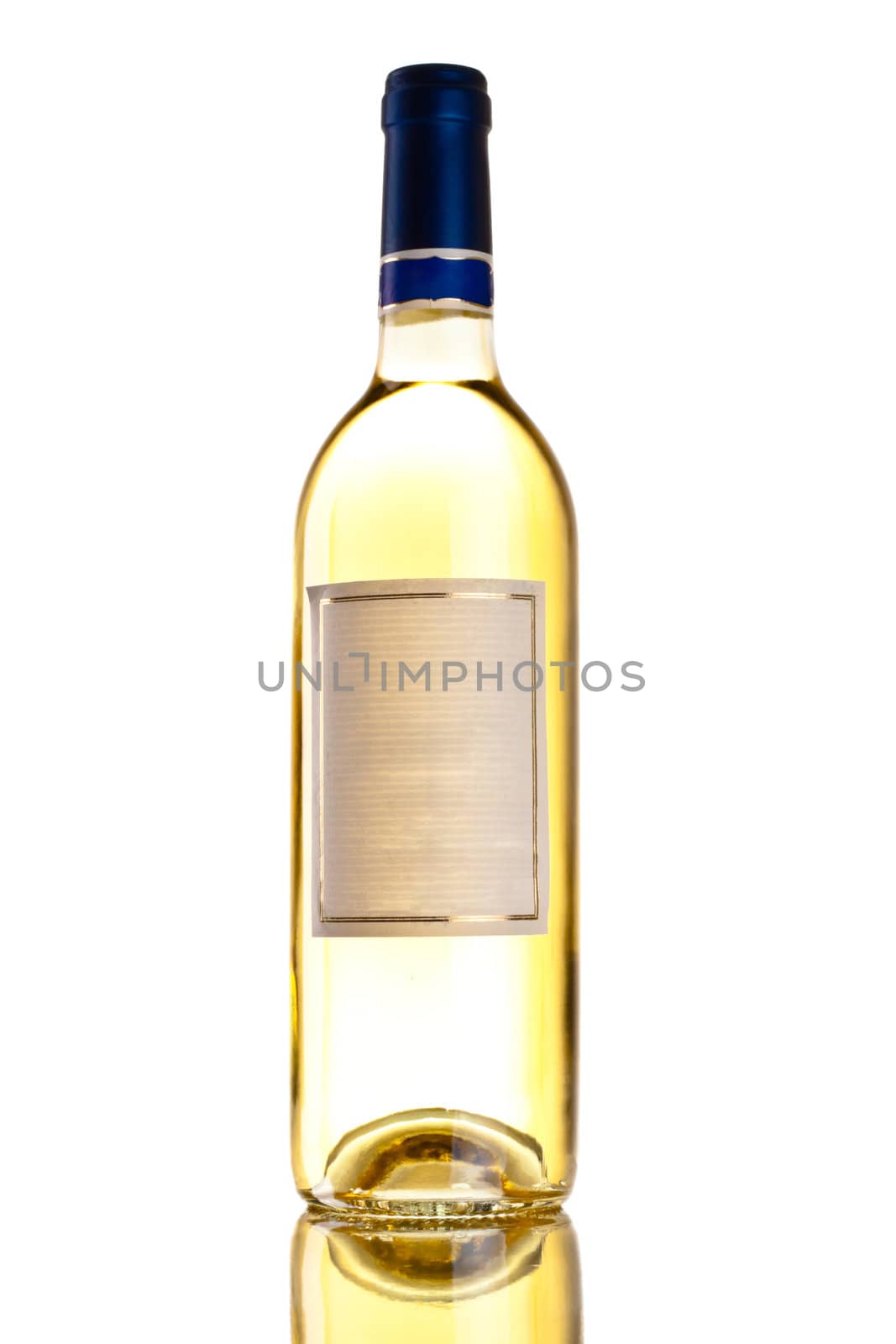 bottle of white wine isolated on white background