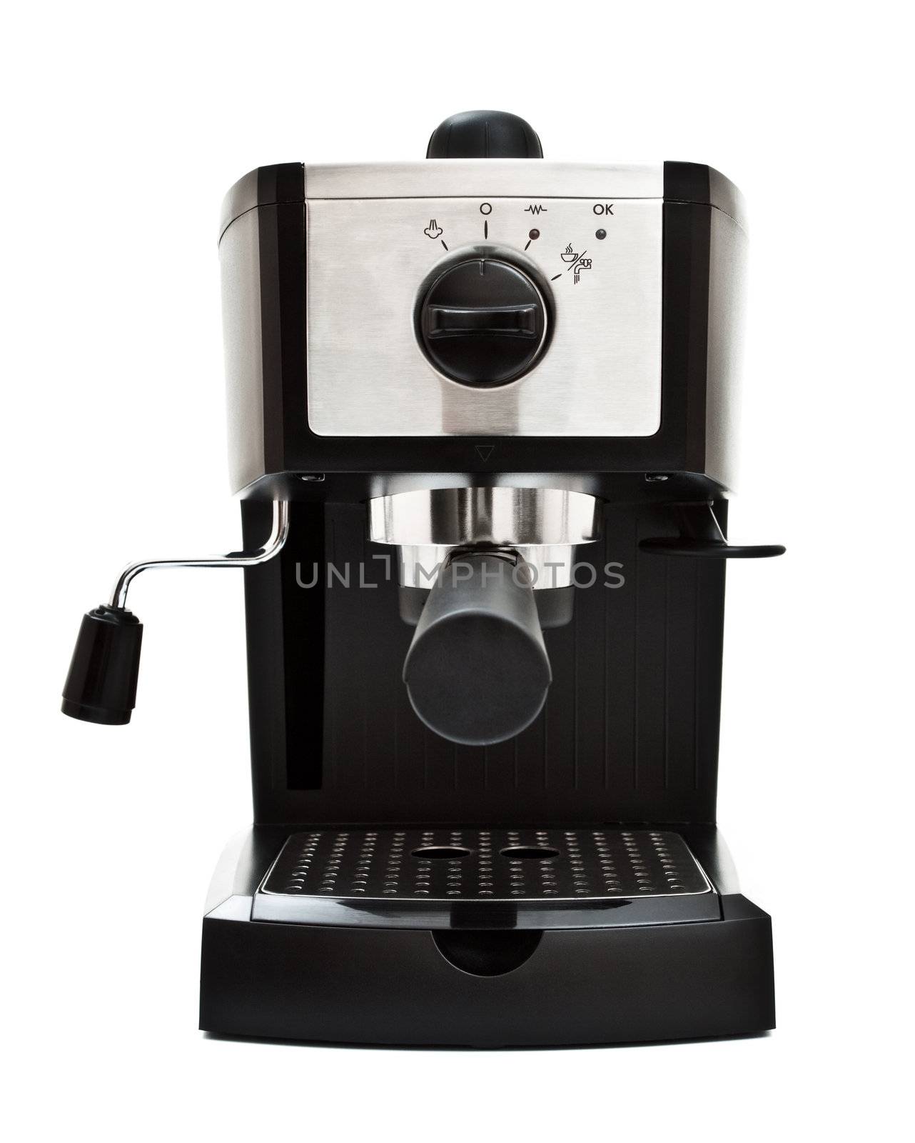 espresso machine front view, white background