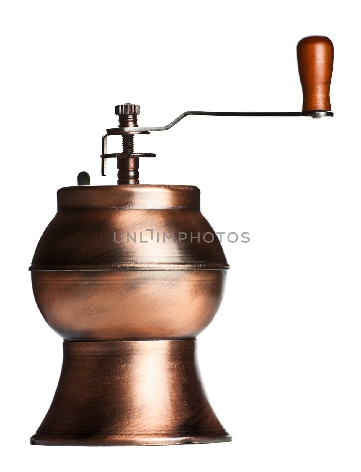 metal coffee grinder isolated on white