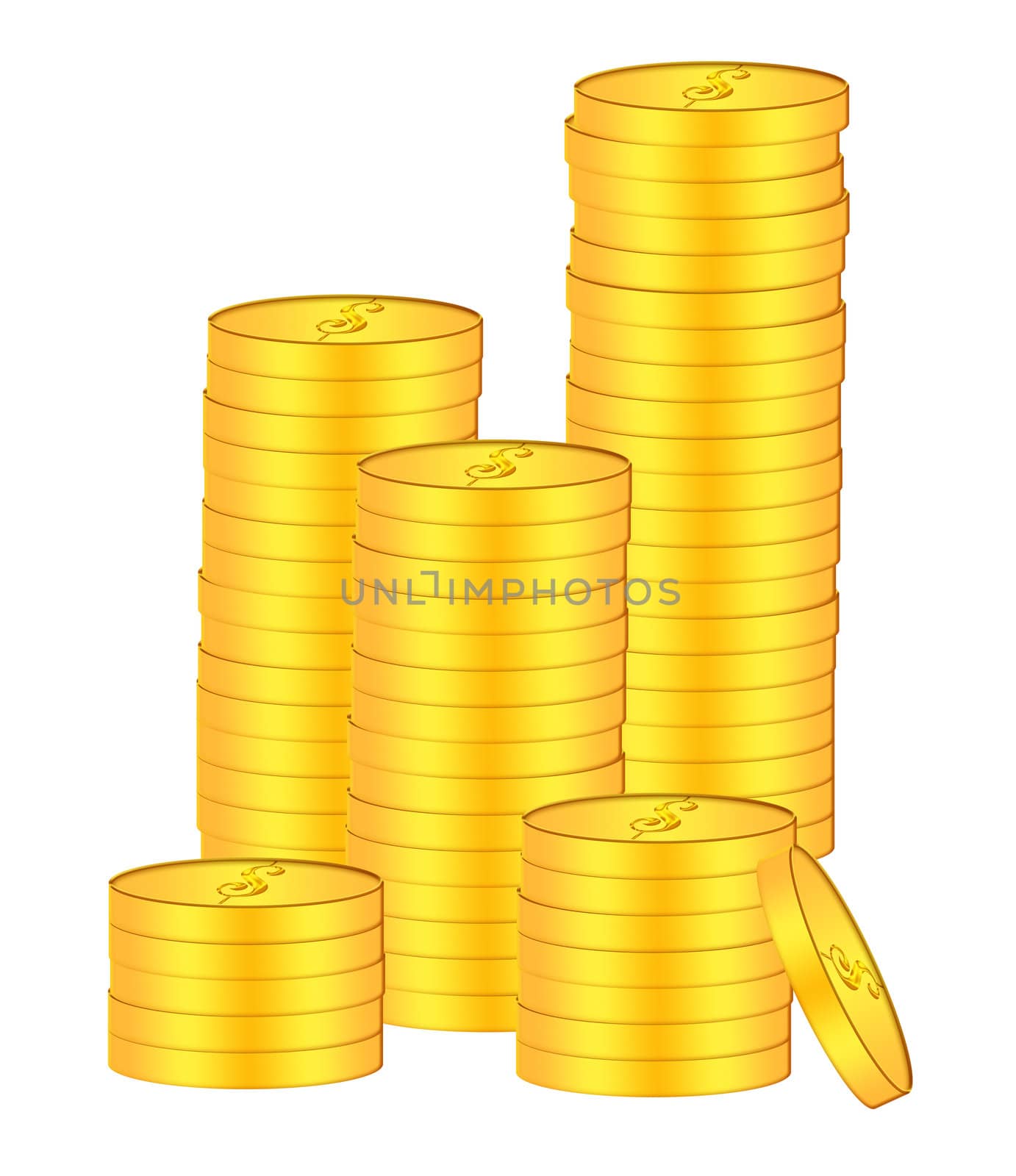 Stacks of Gold Coins Bullion Illustration by jpldesigns