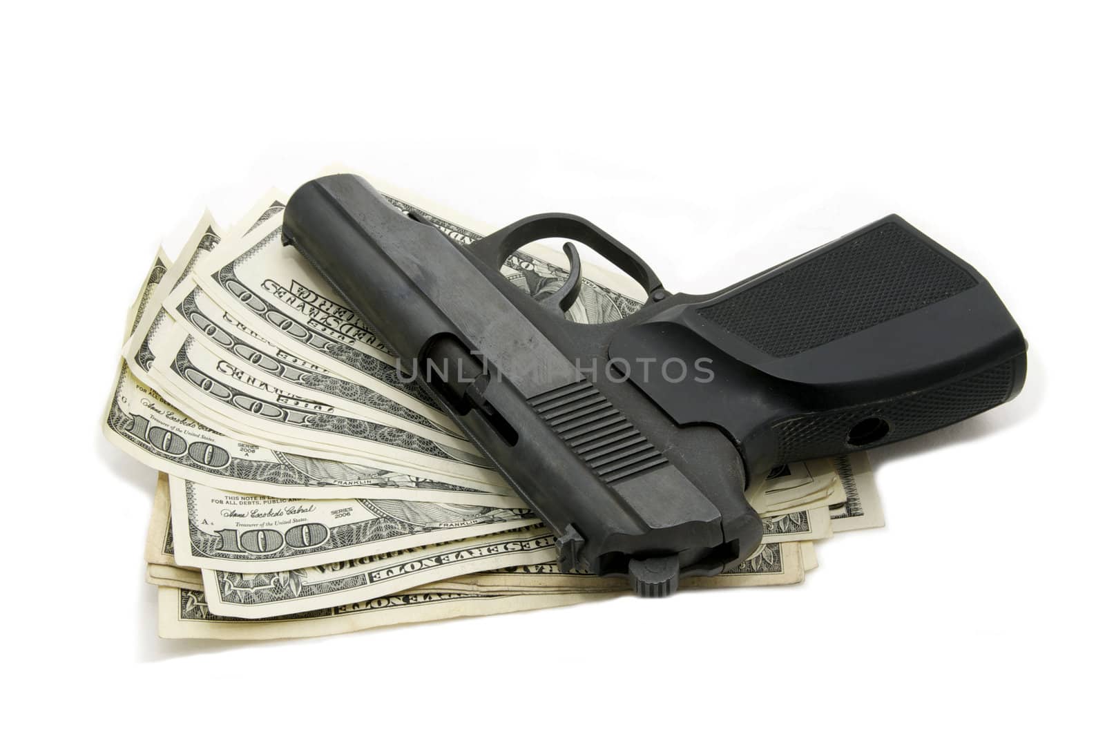 gun and money green on a white background