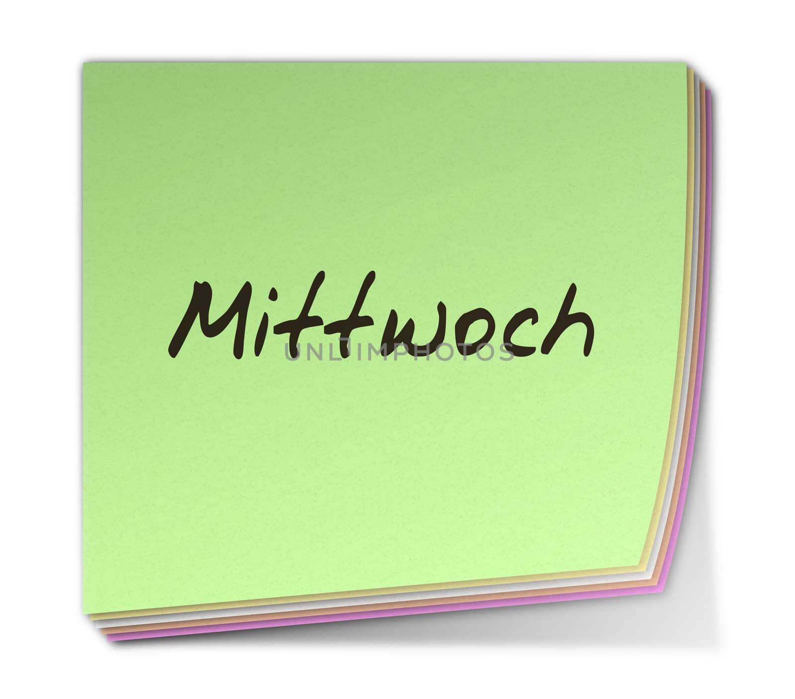 Color Post-it Notes With Handwritten Weekday in German