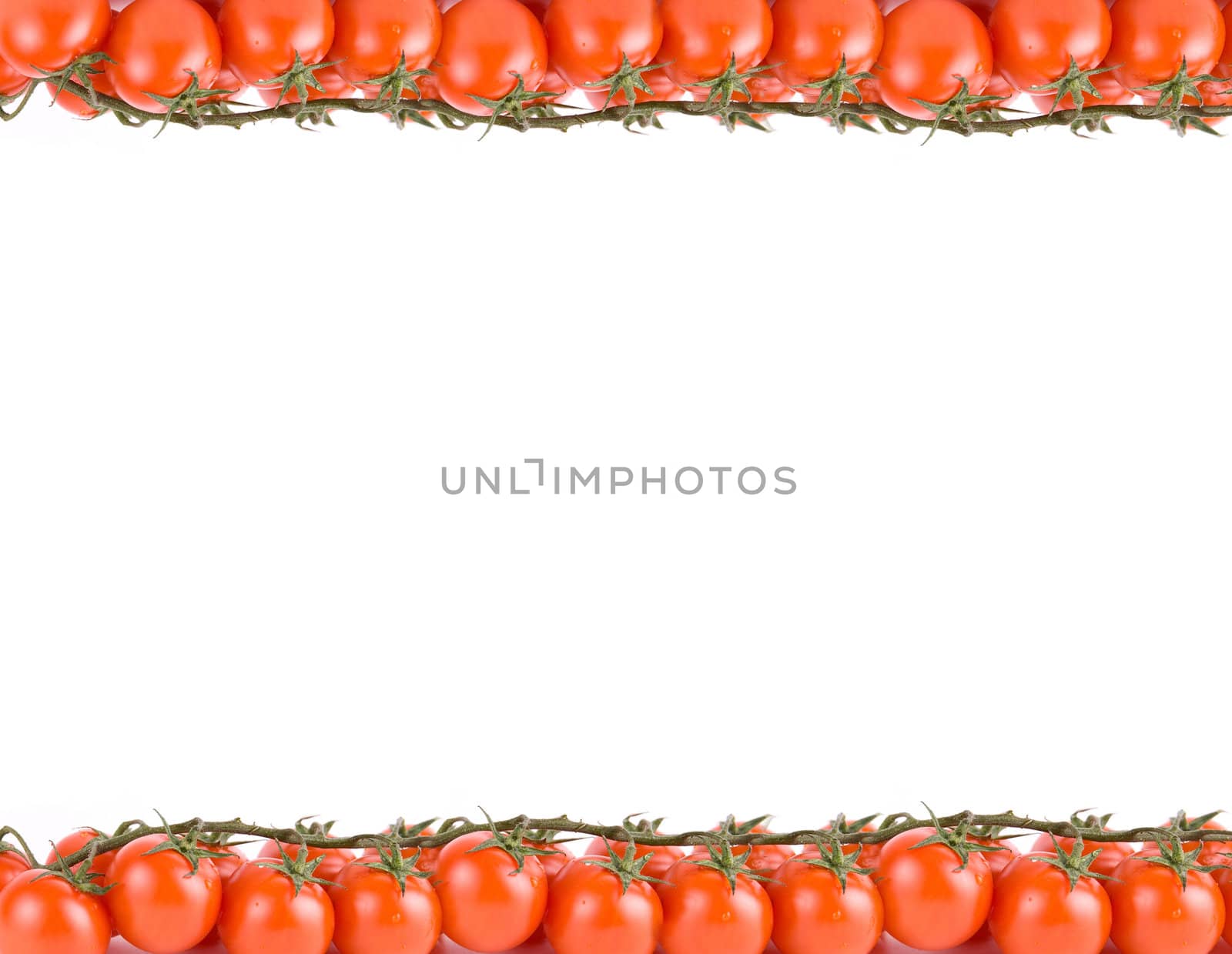 red ripe tomatoes frame isolated on a white background
