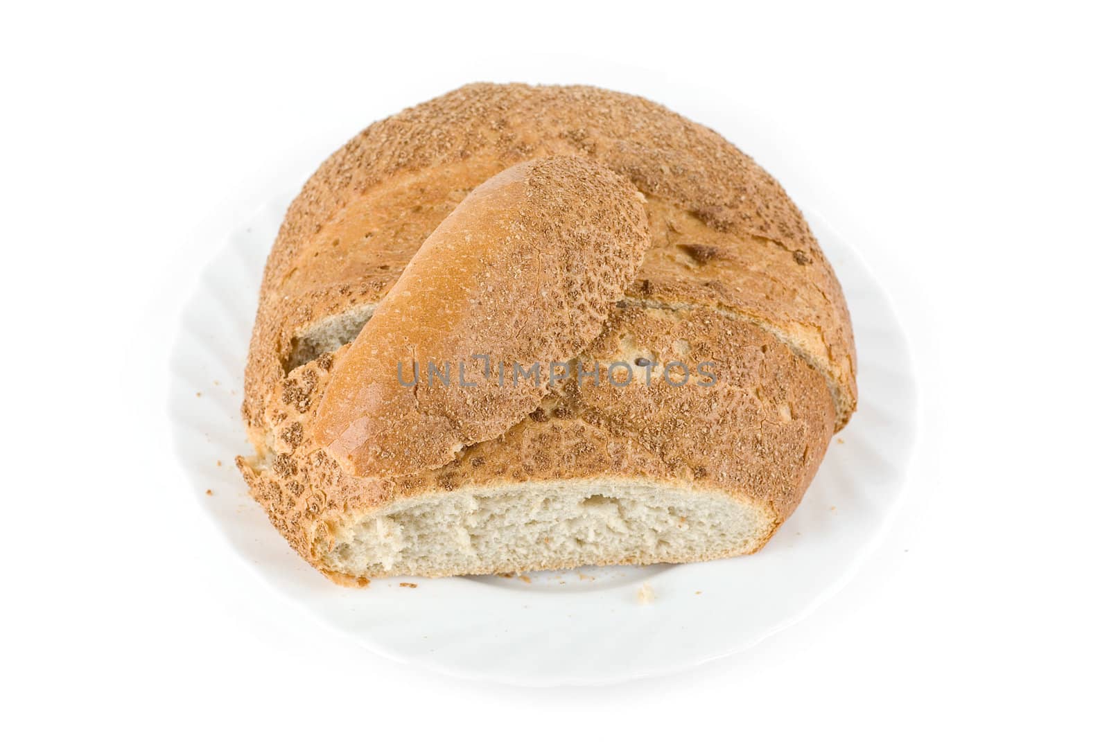 Brown tasty bread isolated on a white background