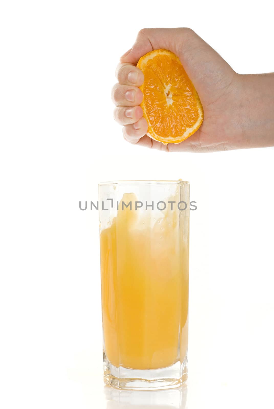 Fresh squeezed orange juice isolated on a white background