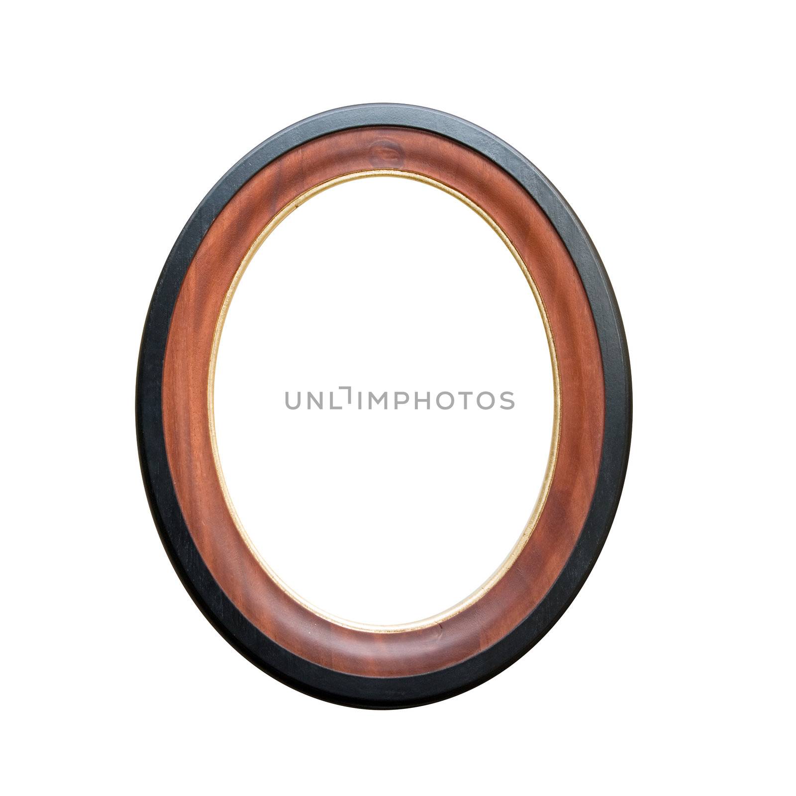circle wooden frame isolated on a white background