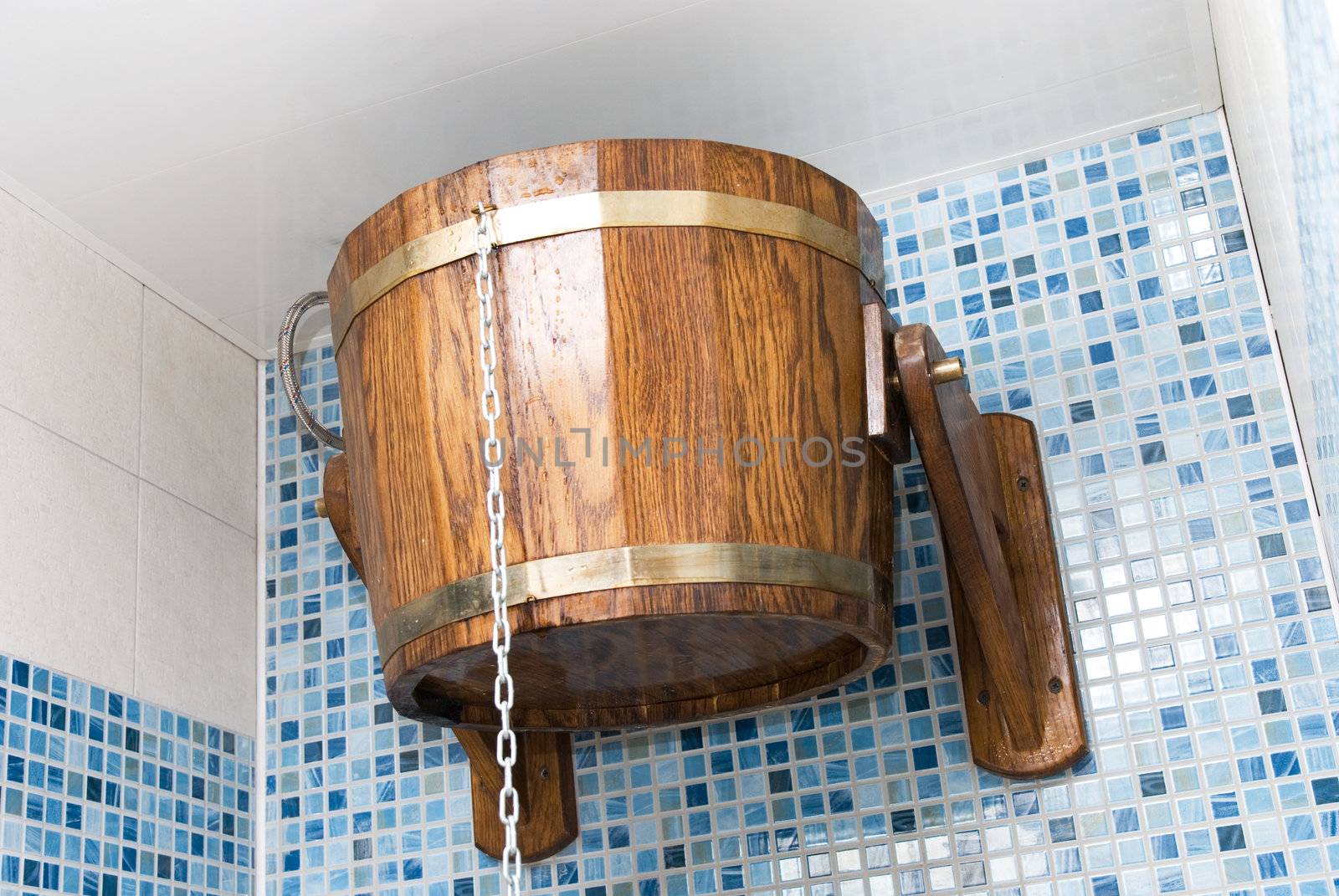 The sauna with bucket closeup