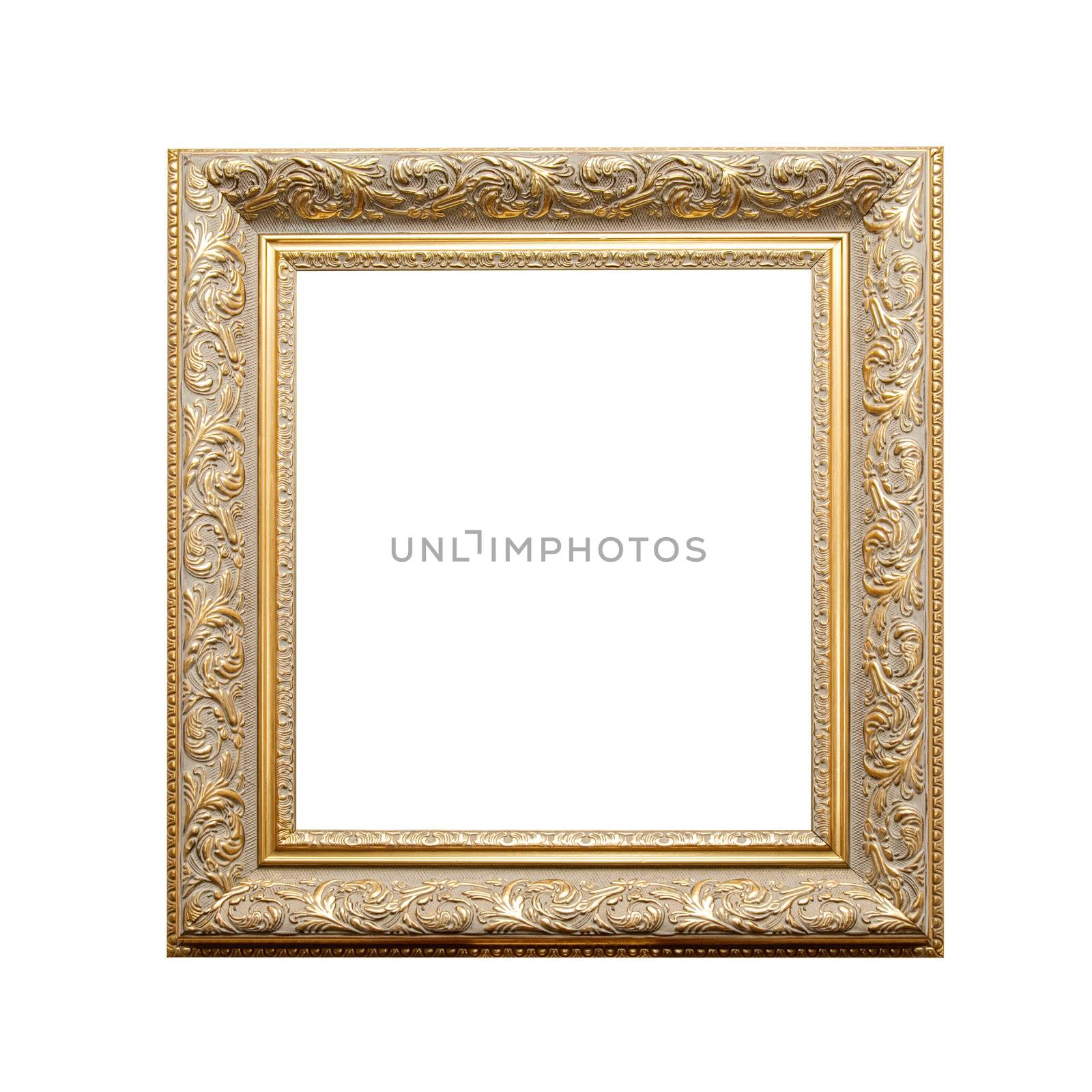 antique golden frame isolated on a white background