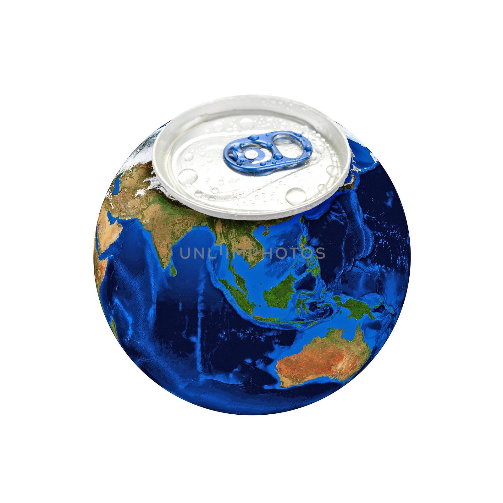 Earth planet as aluminum can isolated on a white