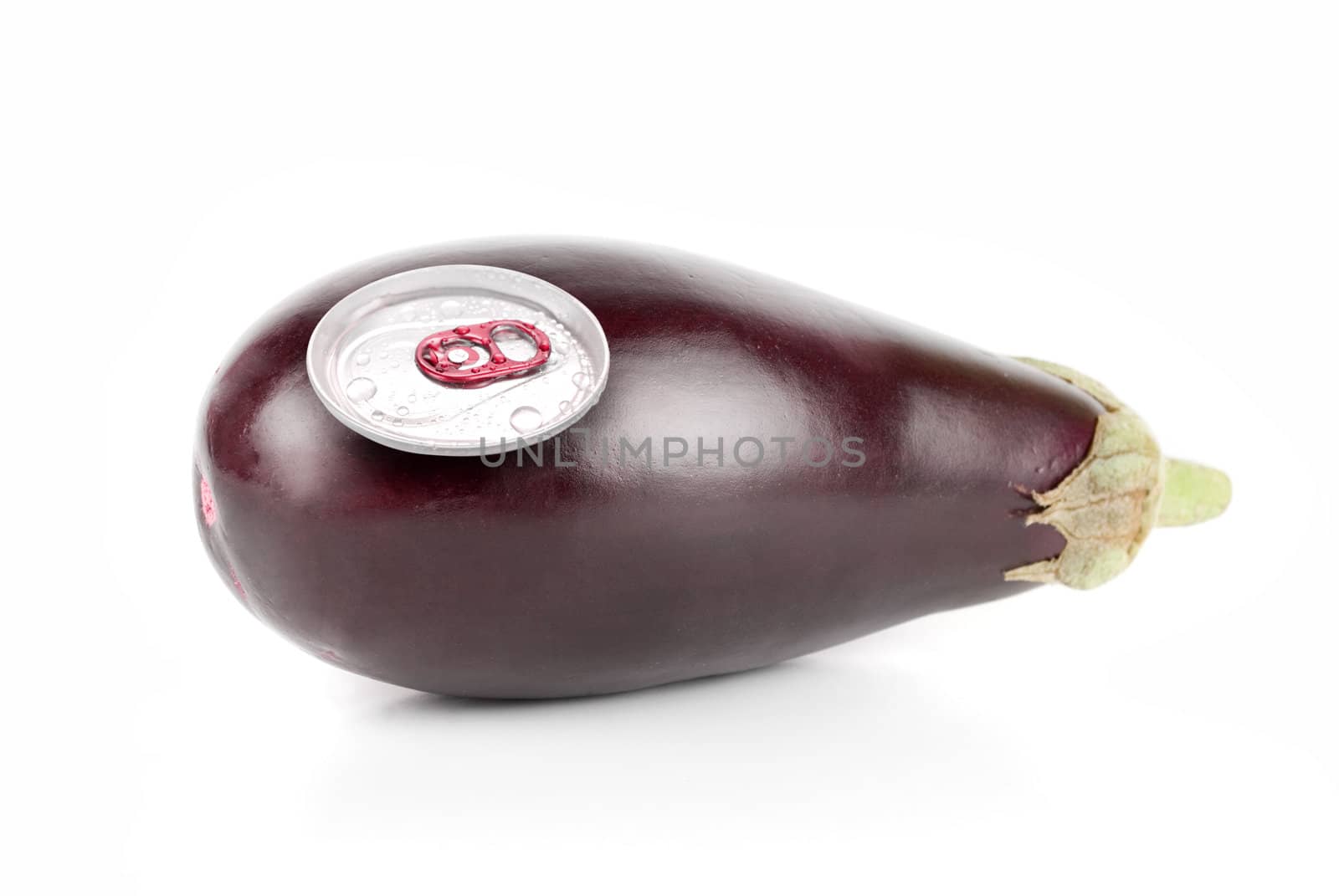 aluminium aubergine can isolated on a white background