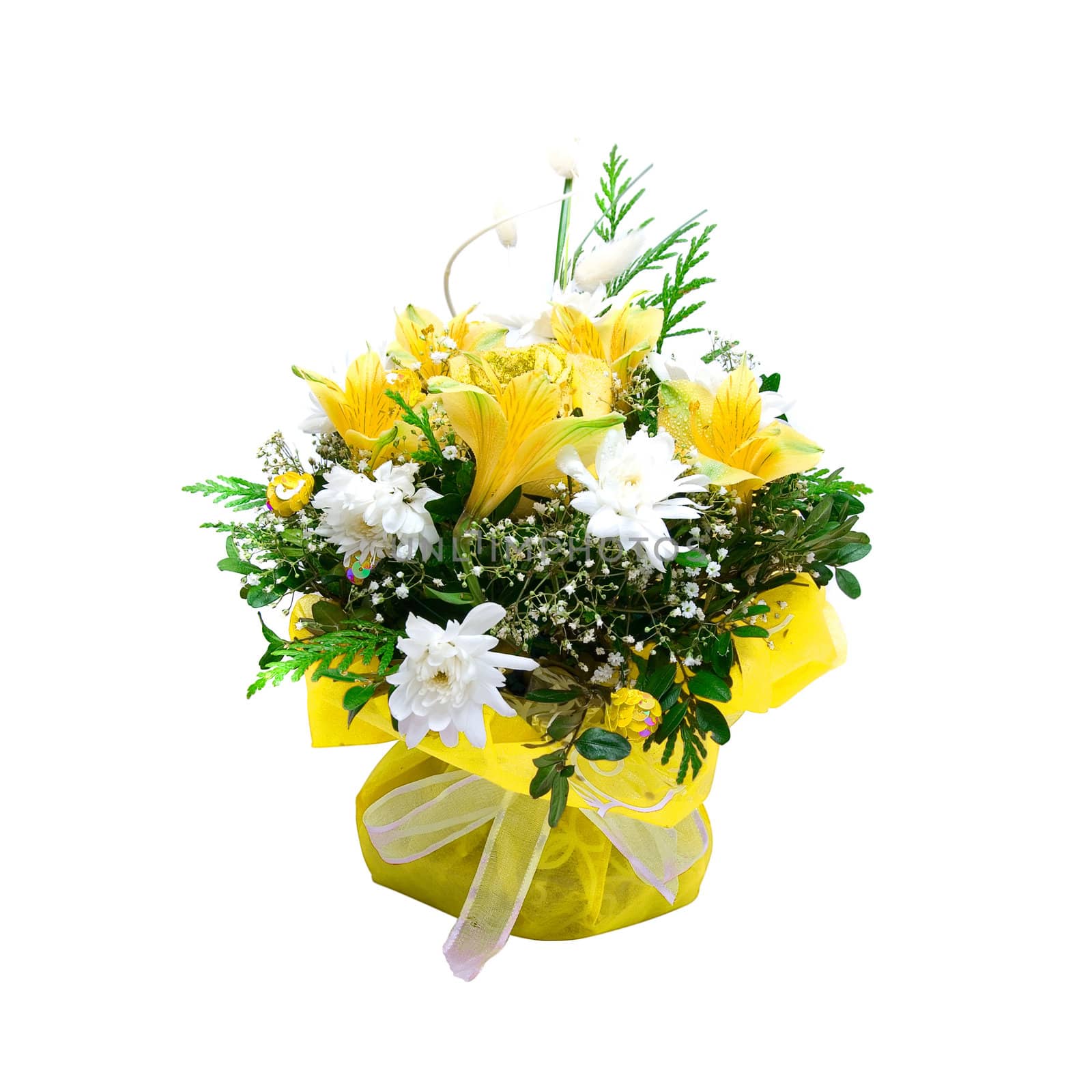 wedding bunch of flowers isolated on a white